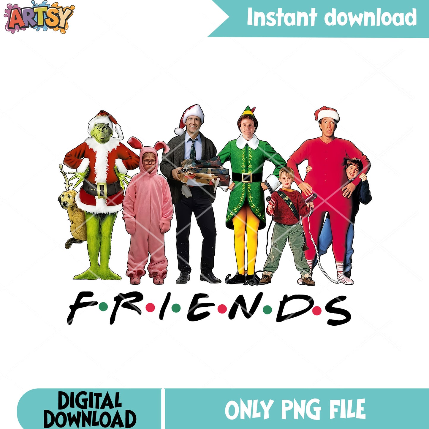 Friends films in christmas png, friends tv show png, home alone png