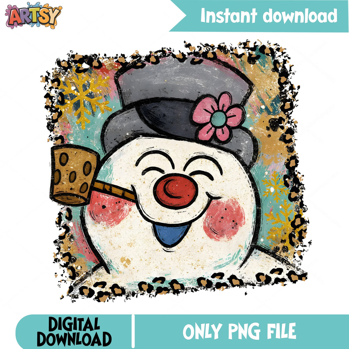 Frosty The Snowman PNG, Christmas Snowman Sublimation, Winter Holiday PNG