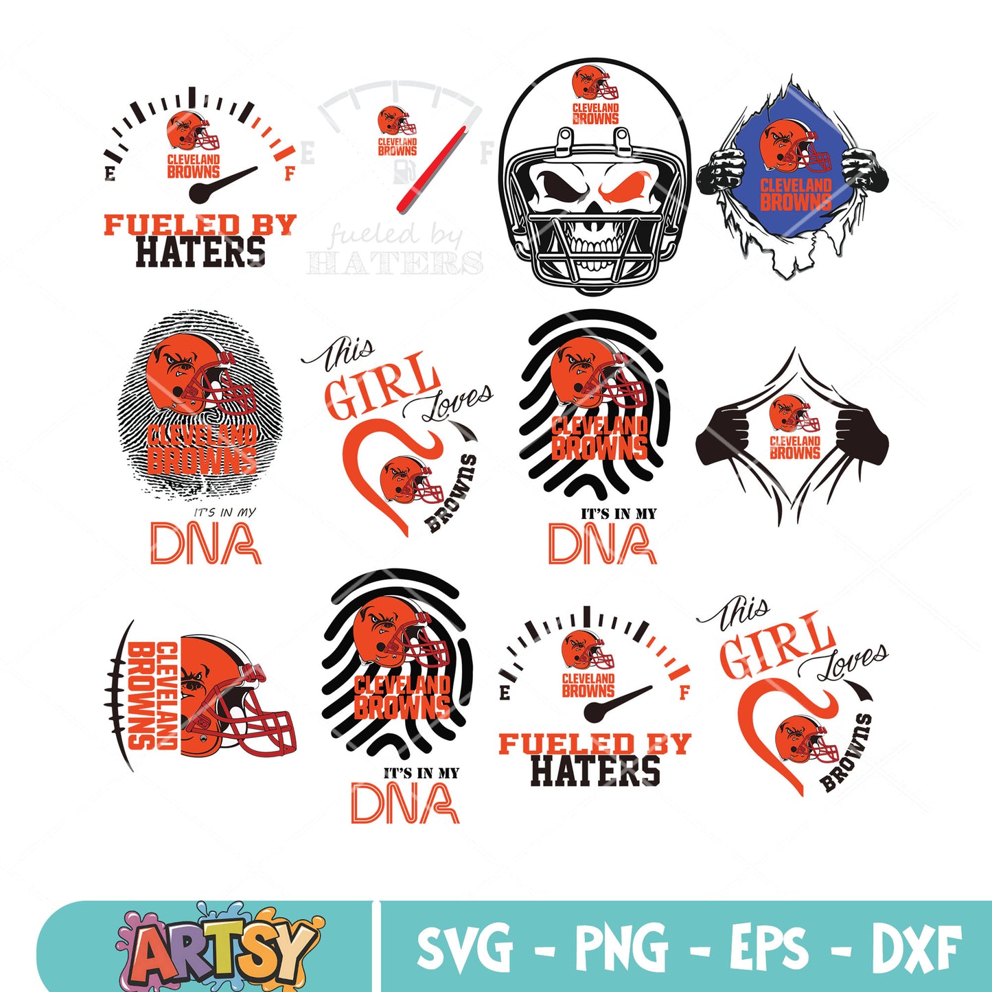 Fueled by haters bundle svg, browns cleveland bundle svg, skull bundle svg