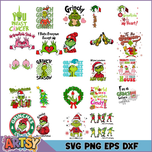 Fun Grinch SVG Bundle for Holiday Craft Projects and Gifts