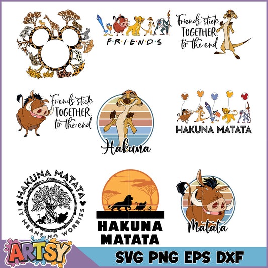 Fun SVG Bundle Featuring Friends and Hakuna Matata Designs for Crafts