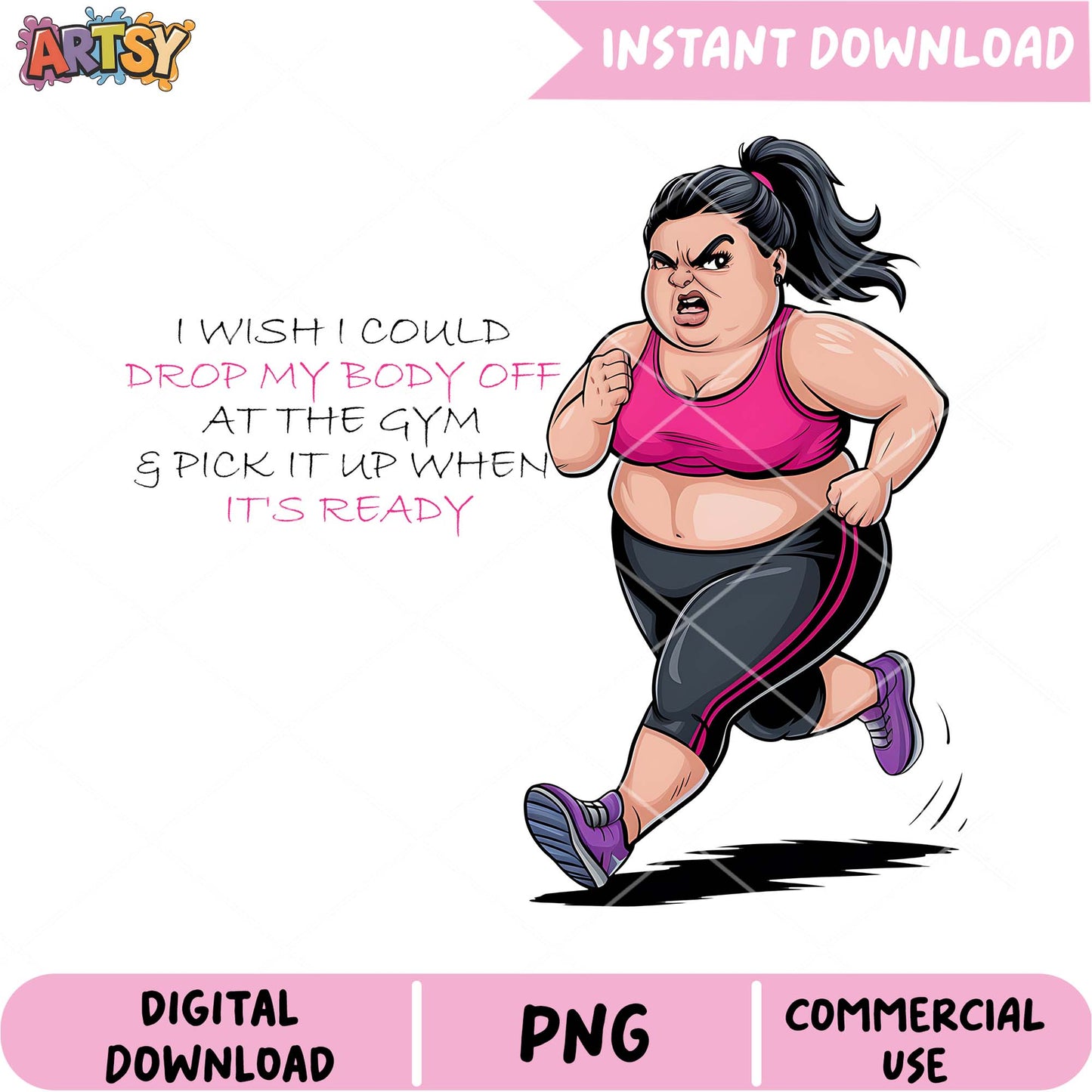 Funny Gym Girl PNG Instant Download