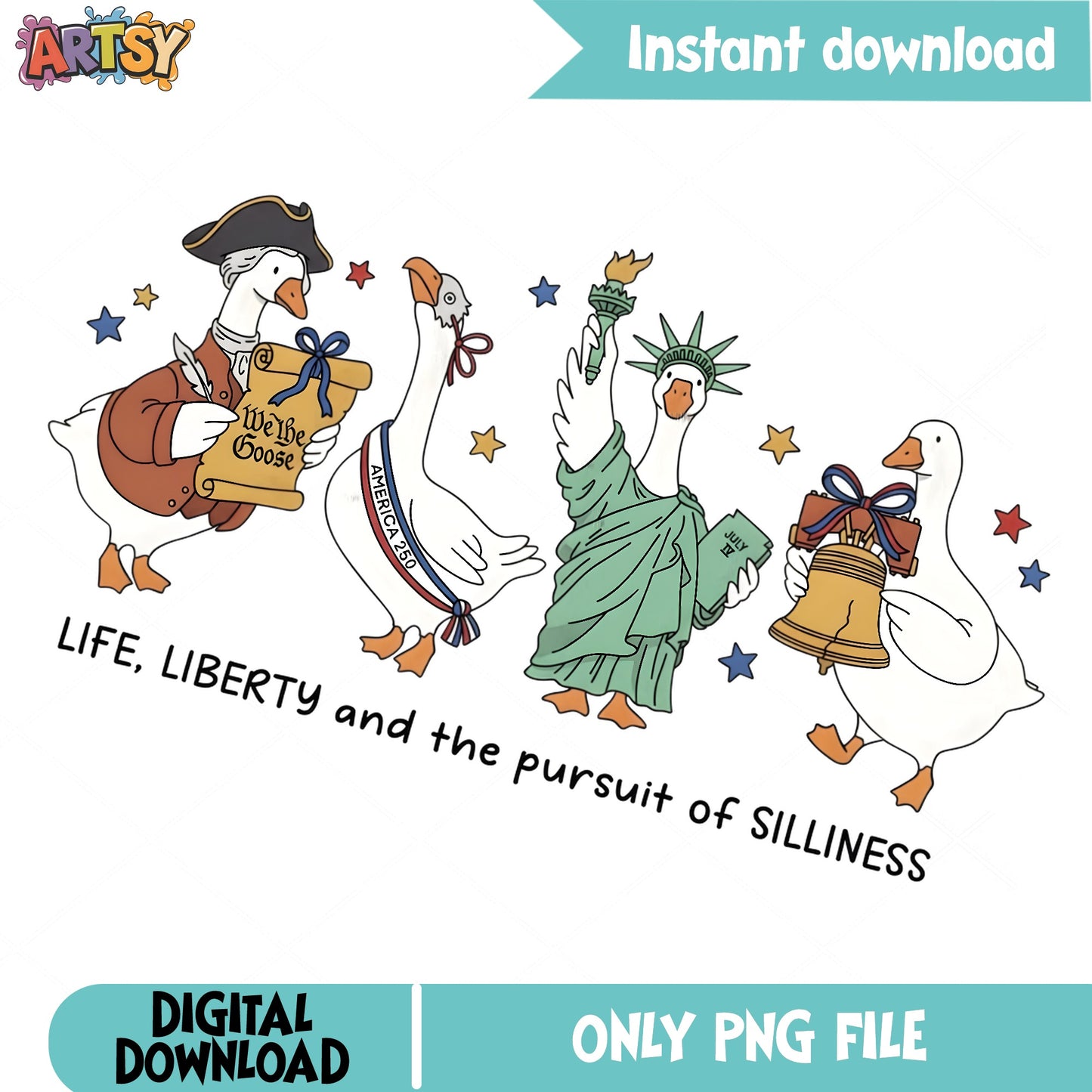 Funny Patriotic Goose 4th Of July PNG, America 250 PNG, Funny Goose PNG