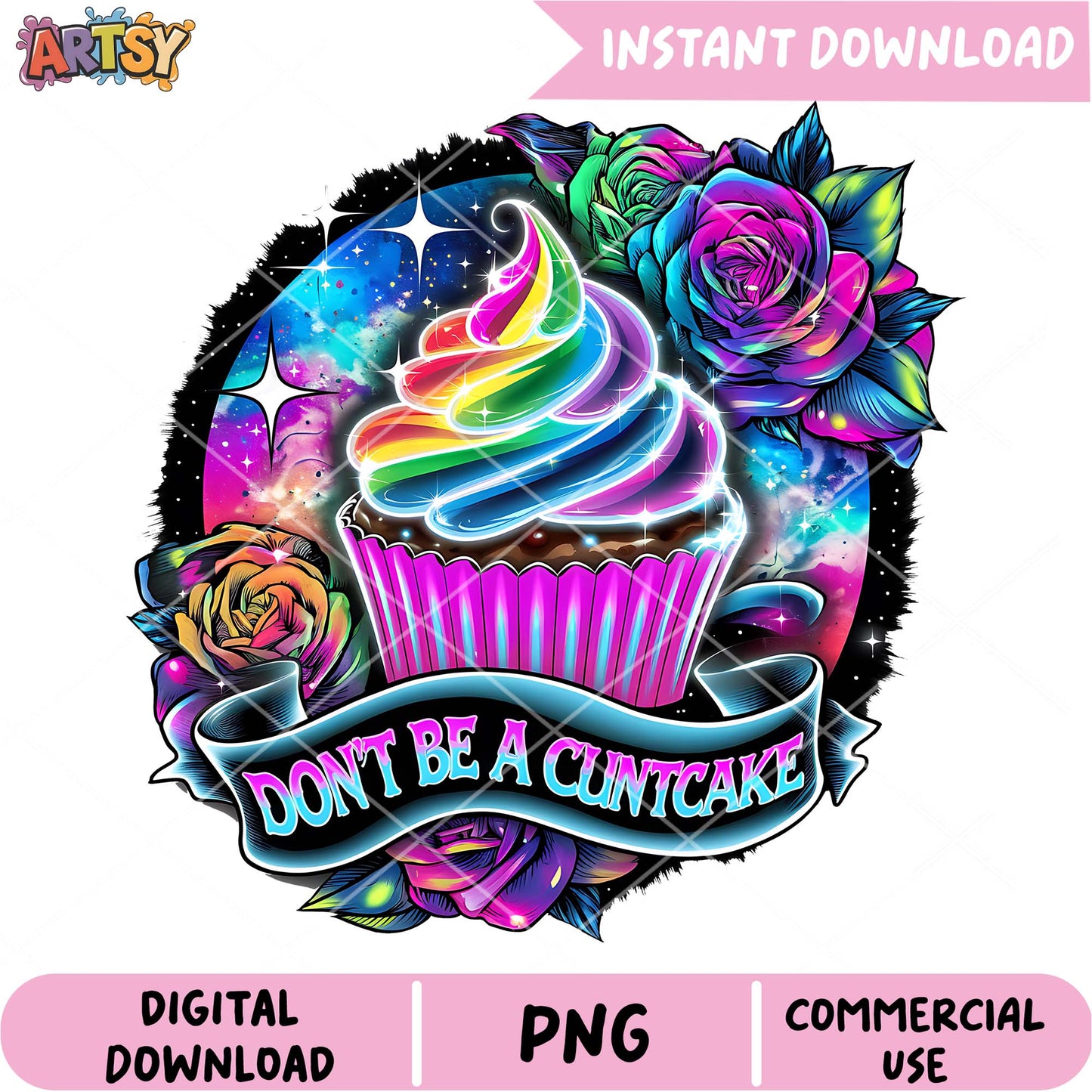 Galaxy Cupcake PNG Instant Download