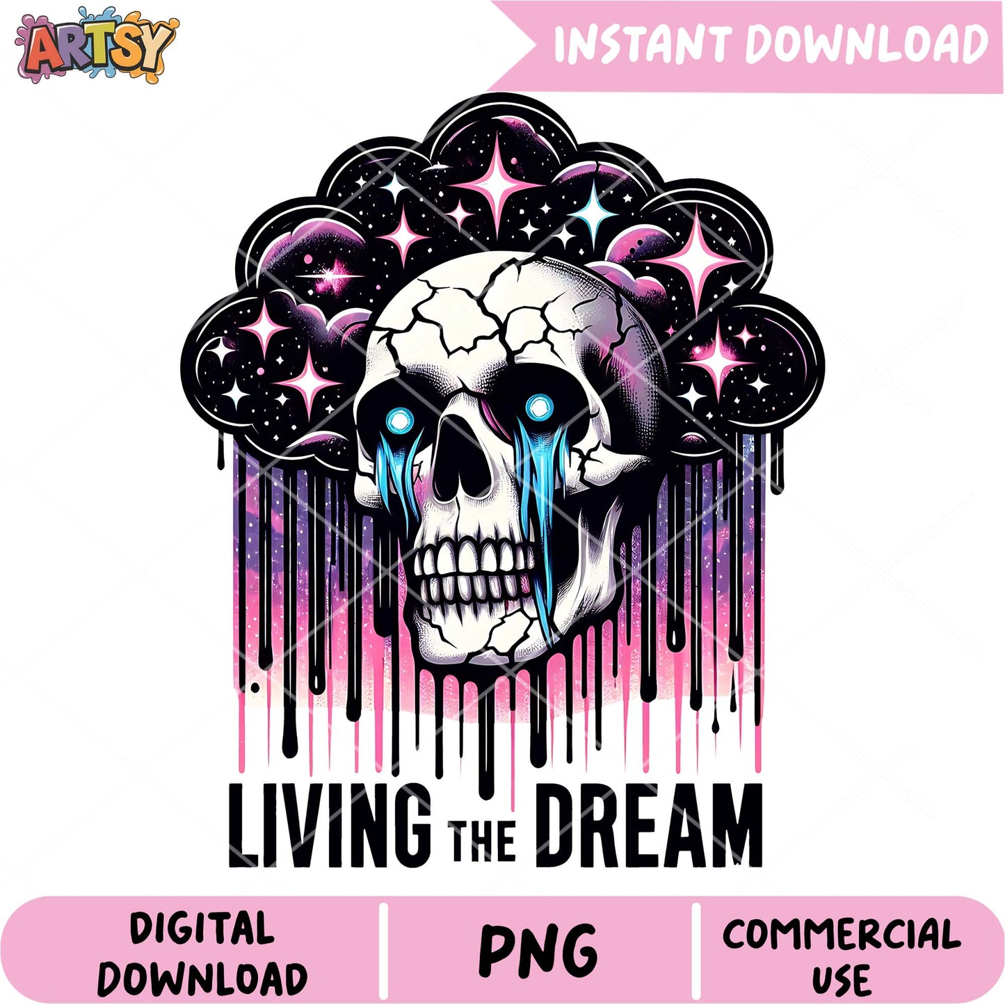 Galaxy Skull PNG Living the Dream Design
