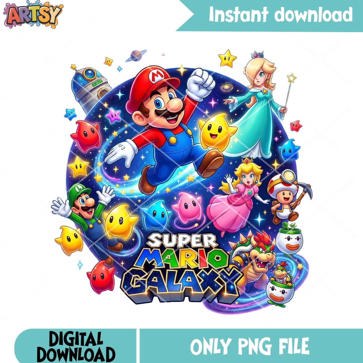 Galaxy characters mario png, peach princess png, mario characters png