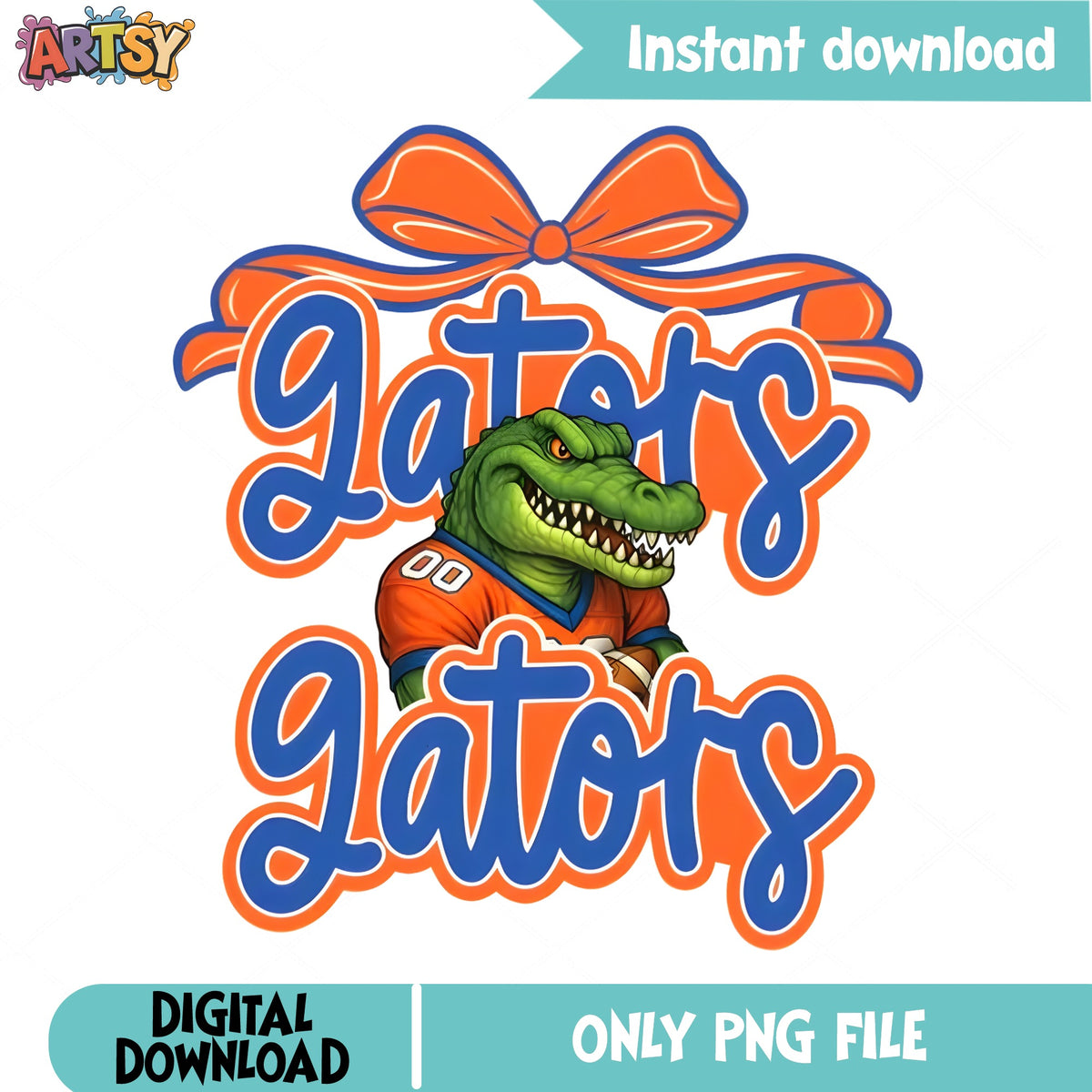 Gators Football Mascot Coquette Bow PNG, Game Day PNG, Florida Gators PNG