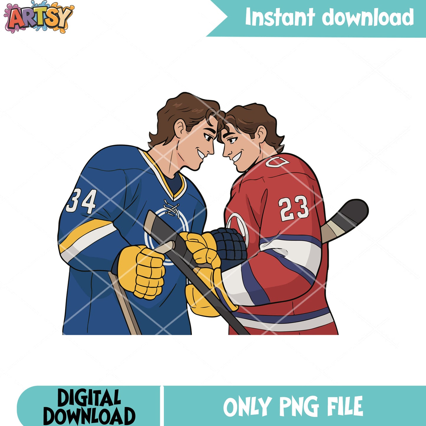 Gay animation hockey png, hockey romance png, heated fans merch png