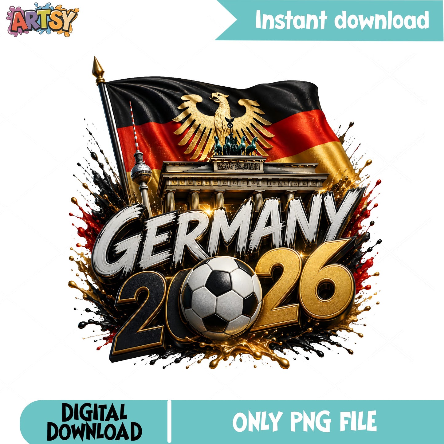 Germany 2026 Soccer PNG, World Cup Germany Flag PNG, Football PNG
