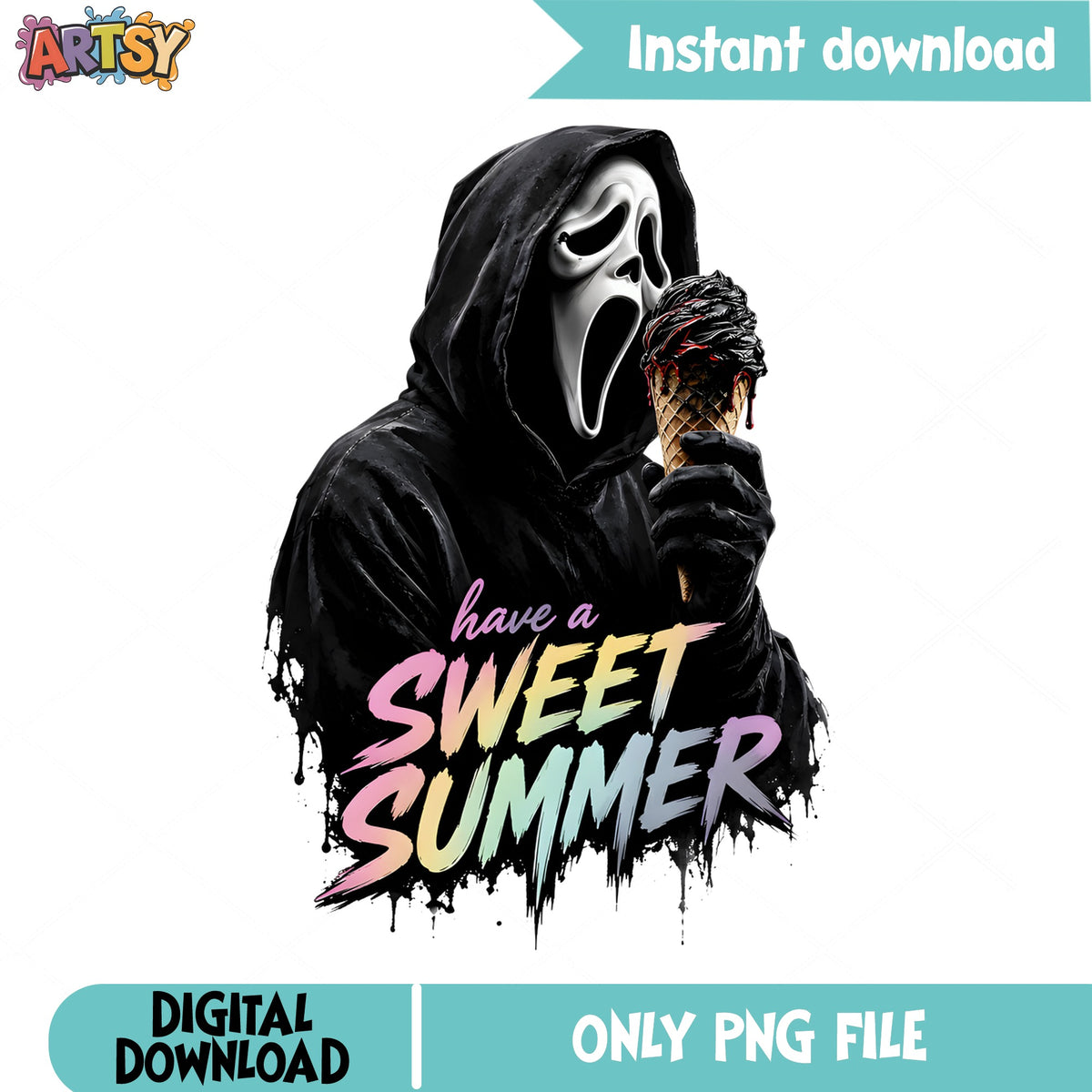 Ghostface Have A Sweet Summer PNG, Scream Horror PNG, Summer PNG