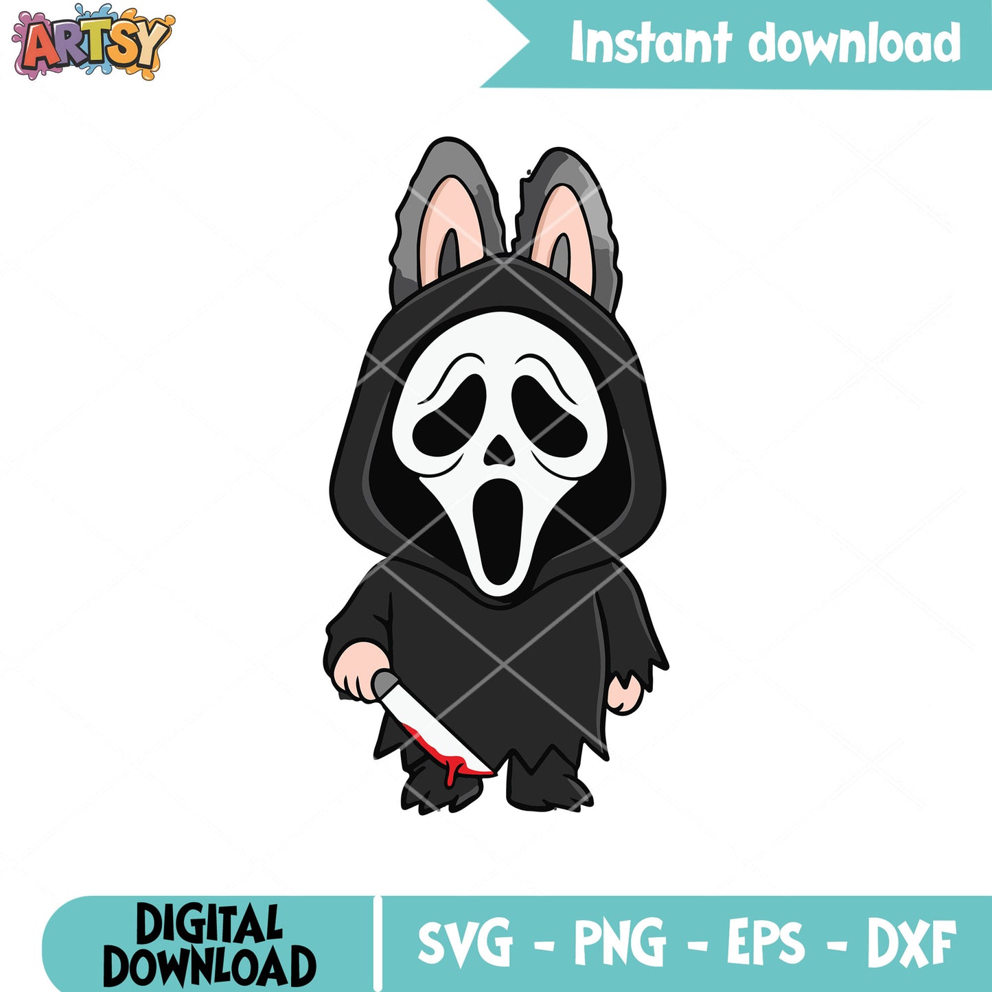 Ghost labubu knife svg, labubu ghost svg, labubu halloween svg