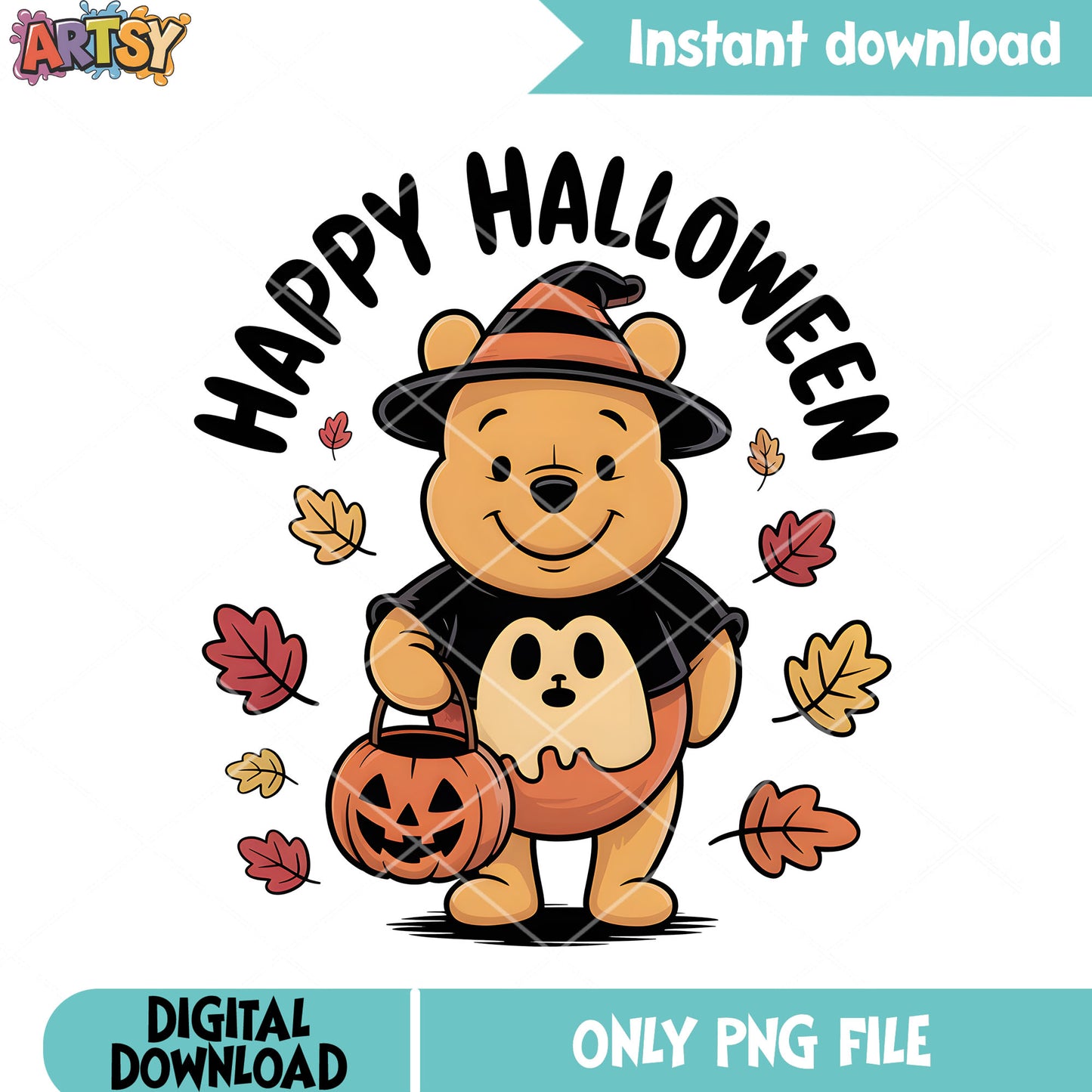 Ghost pooh jack o lantern png, halloween pooh bear png, pooh poster png