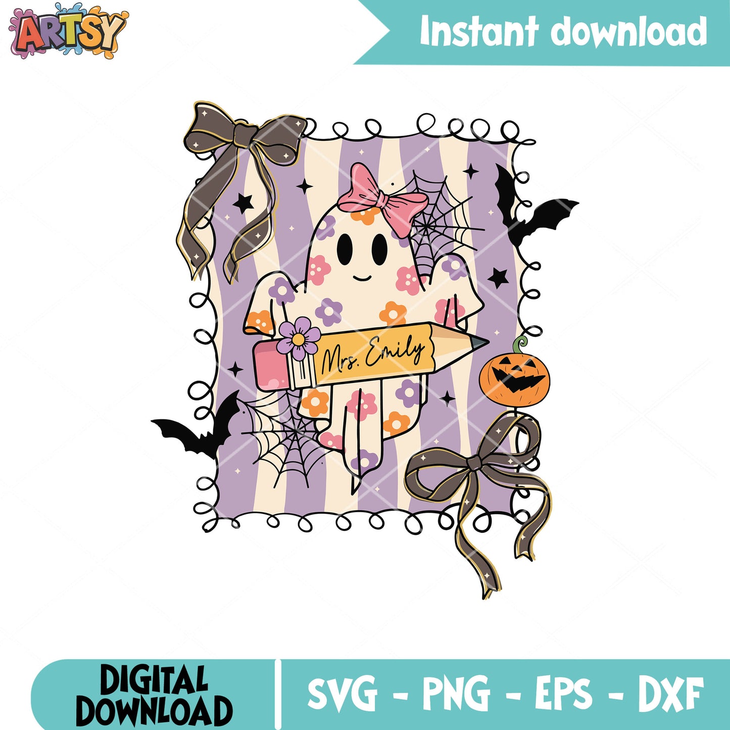Ghost teacher vibes svg, teacher ghost svg, cute ghost svg