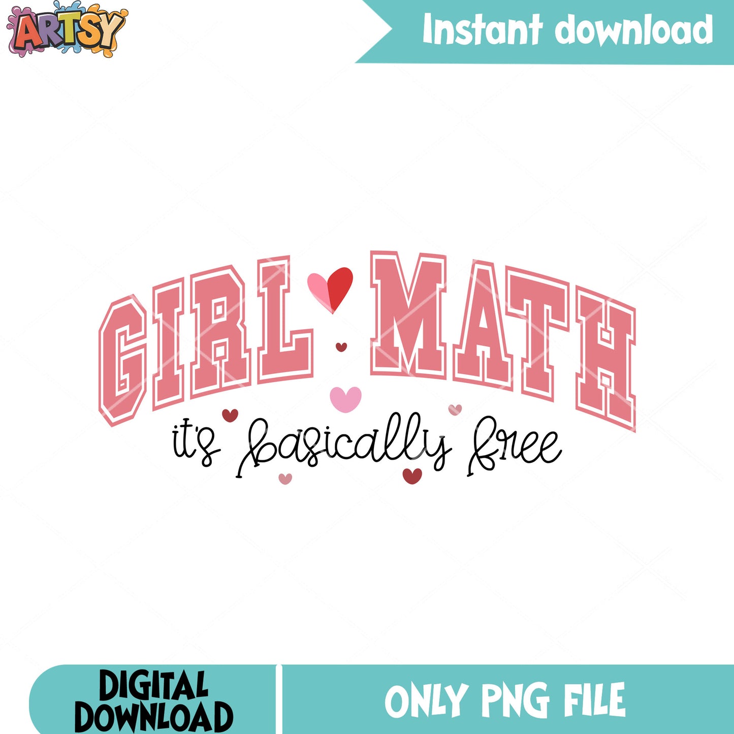 Girl math valentine png, valentine poster png, happy valentines png