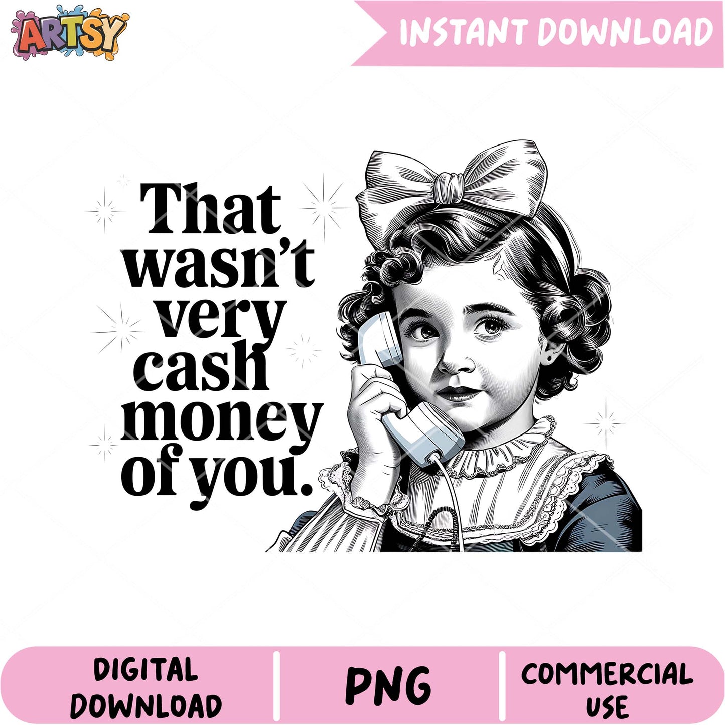 Girl on Phone PNG Sublimation Design