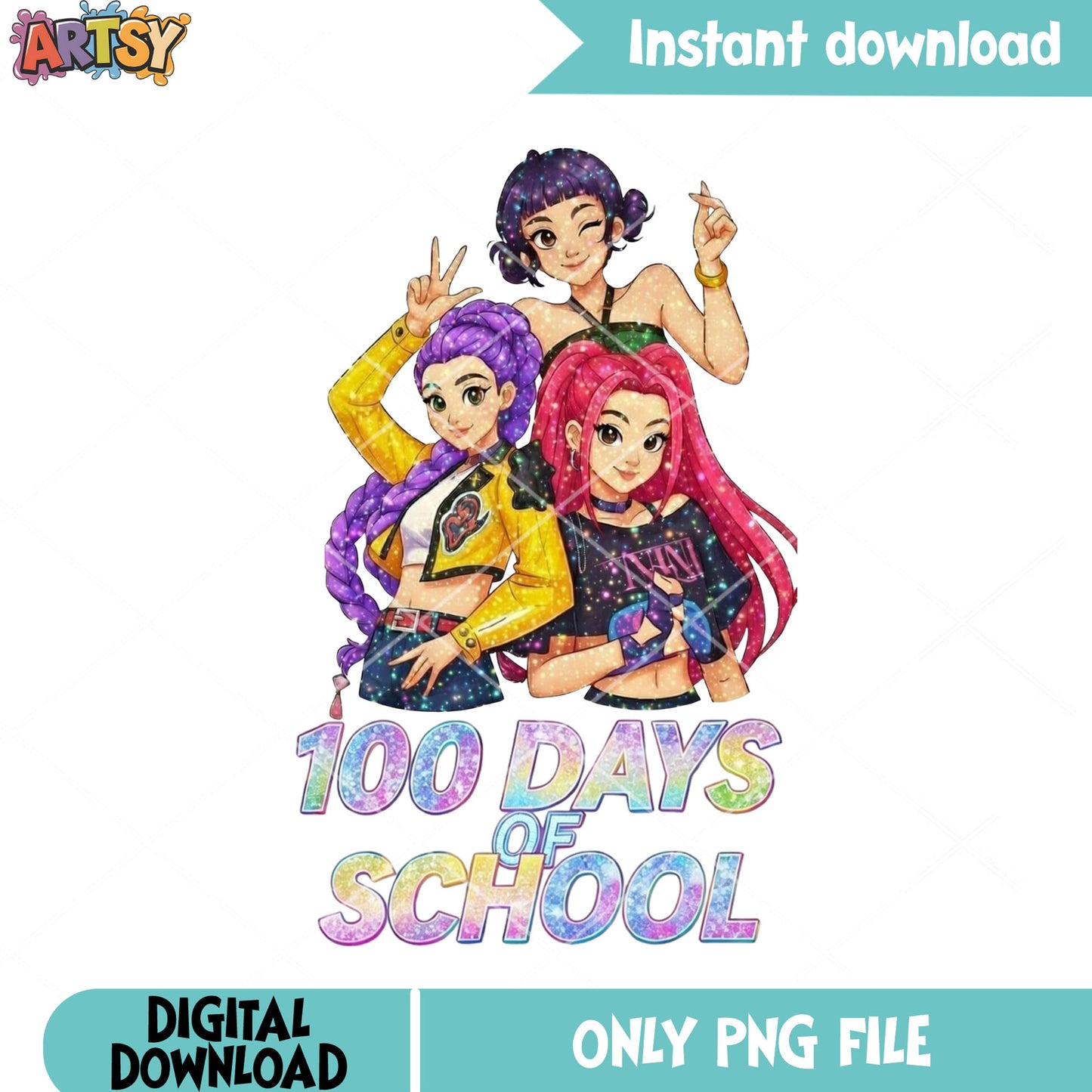 Girl school kpop png, 100 days of school png, huntrix girls png