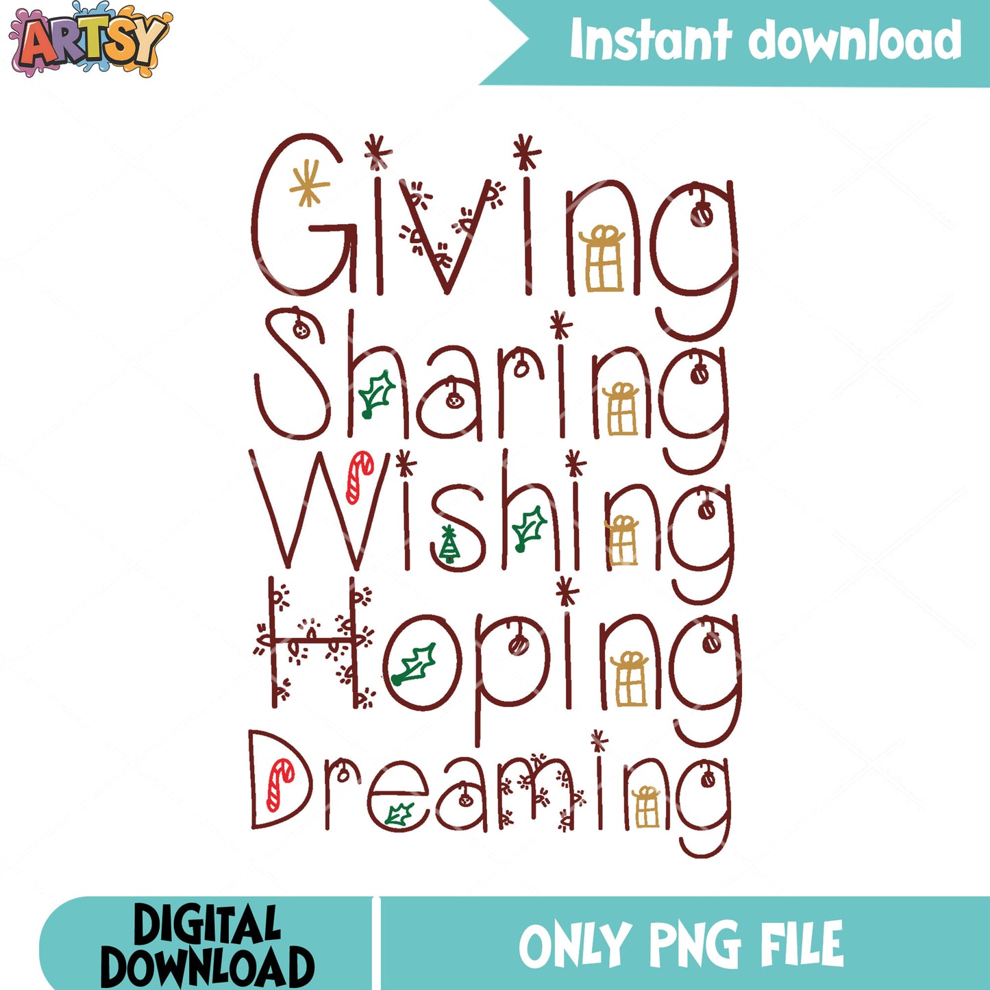 Givin sharing wishing png, christmas decor png, christmas poster png