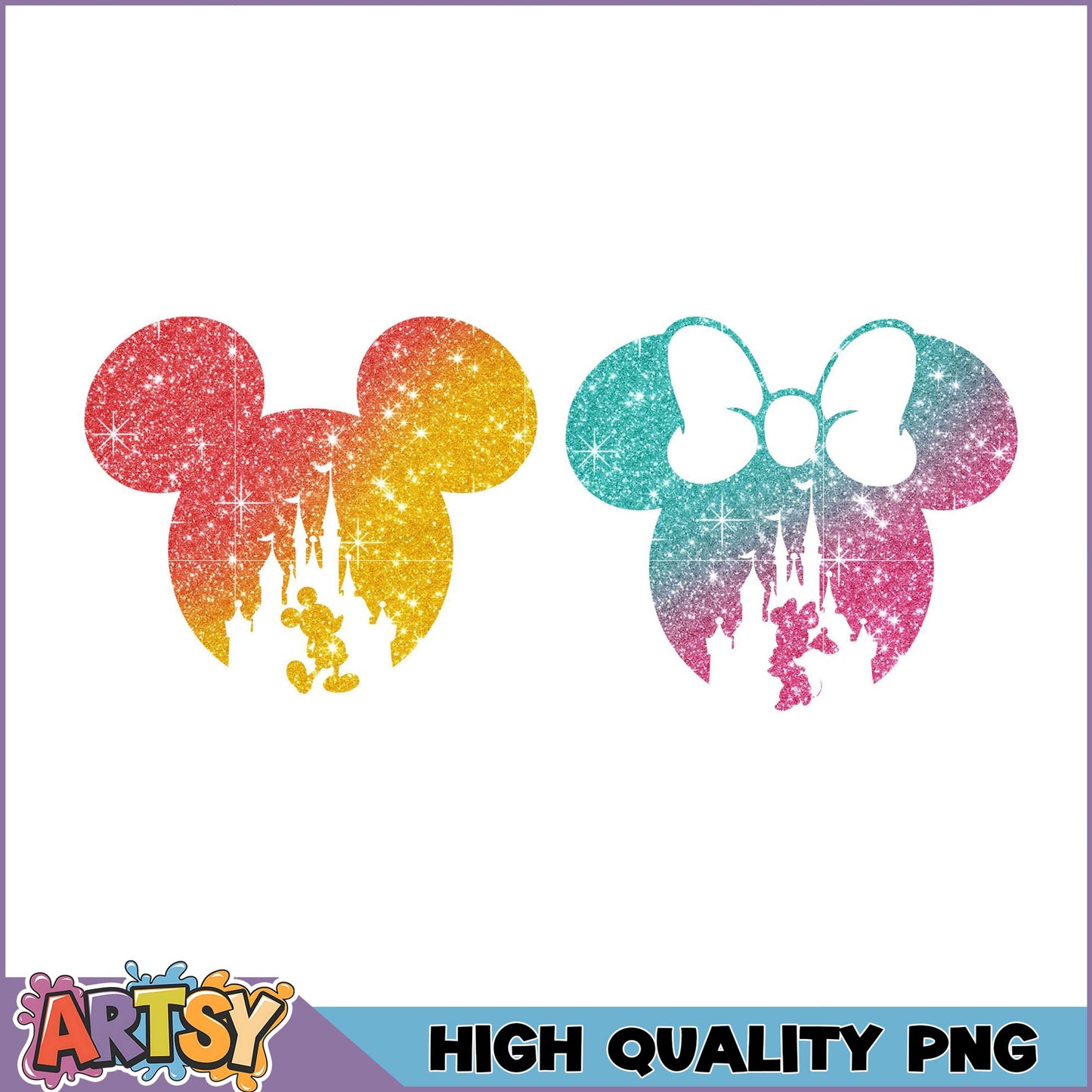 Glitter Minnie & Mickey PNG Bundle High Quality Images