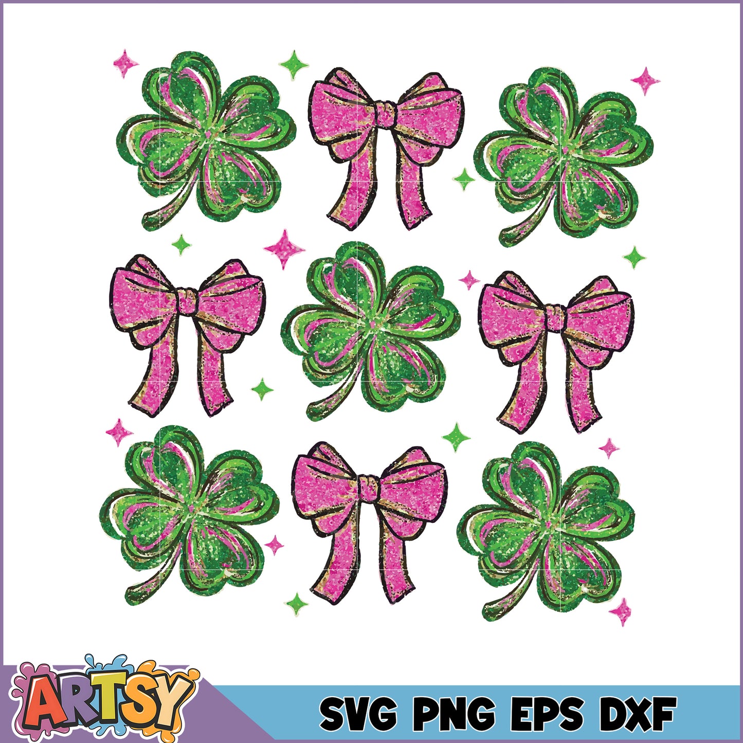Glitter Shamrock Bow SVG Cut File