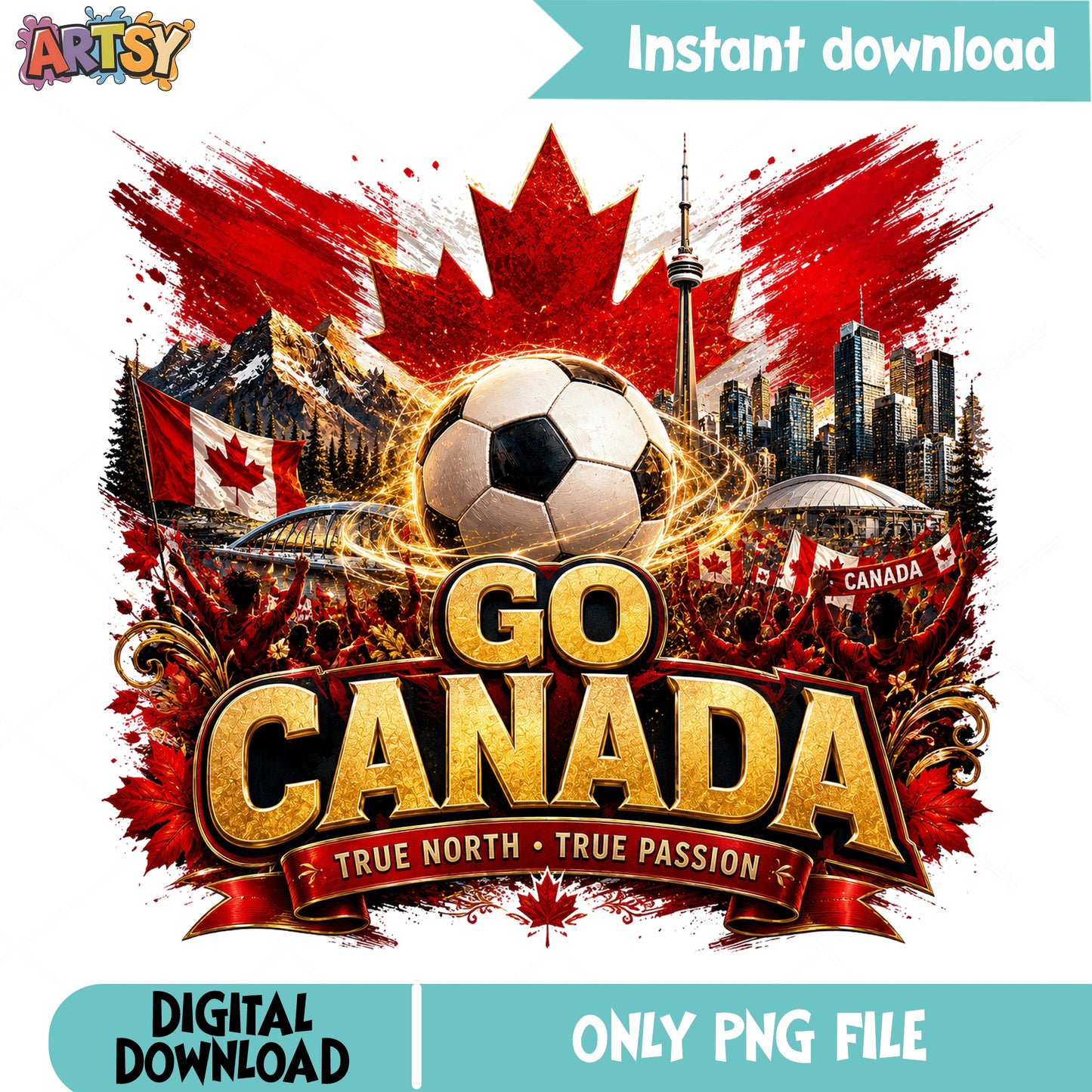 Go Canada Soccer PNG, Canada Football Fan Shirt, Sports PNG