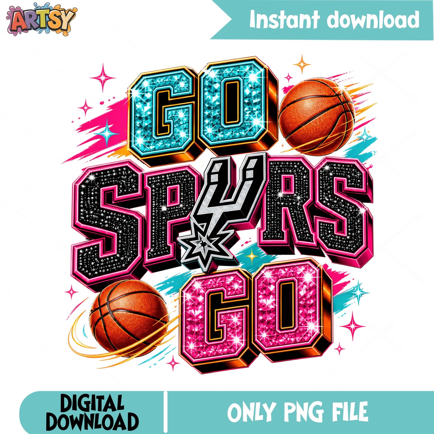 Go Spurs Go PNG, San Antonio Spurs Basketball PNG, NBA PNG