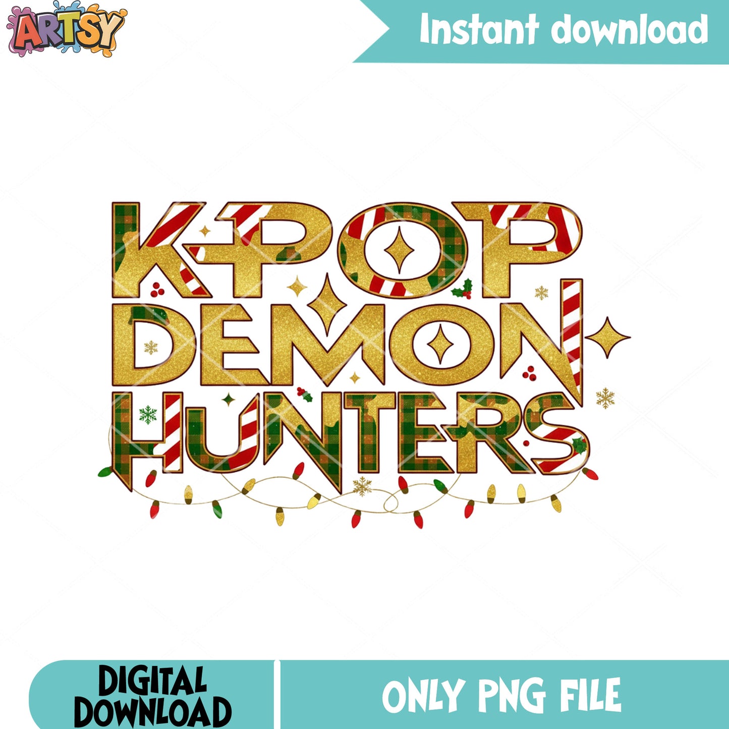 Golden wrap christmas kpop demon hunter png, merry christmas png