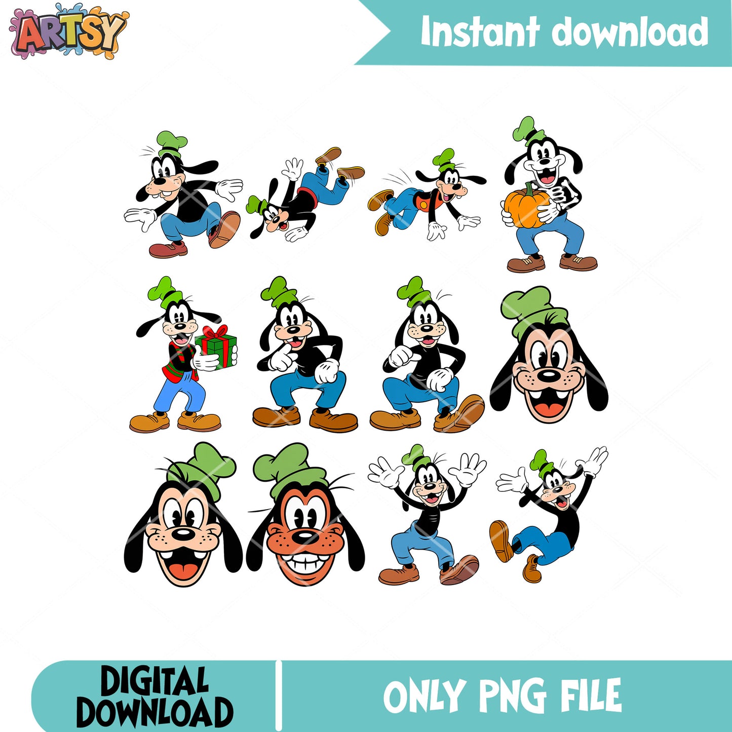 Goofy dog png bundle, disney goofy png, mickey goofy png