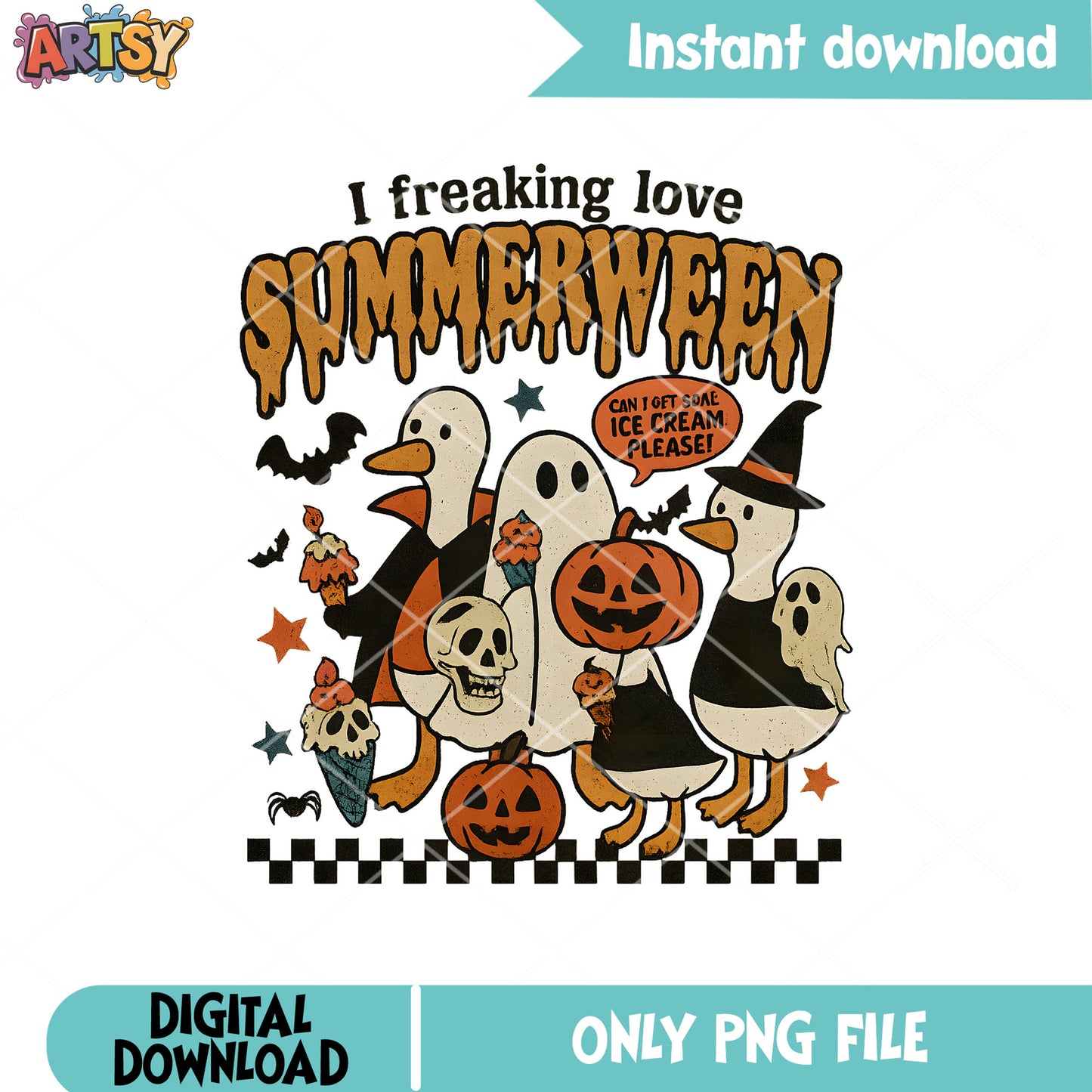 Goose freaking love summerween png, halloween goose png