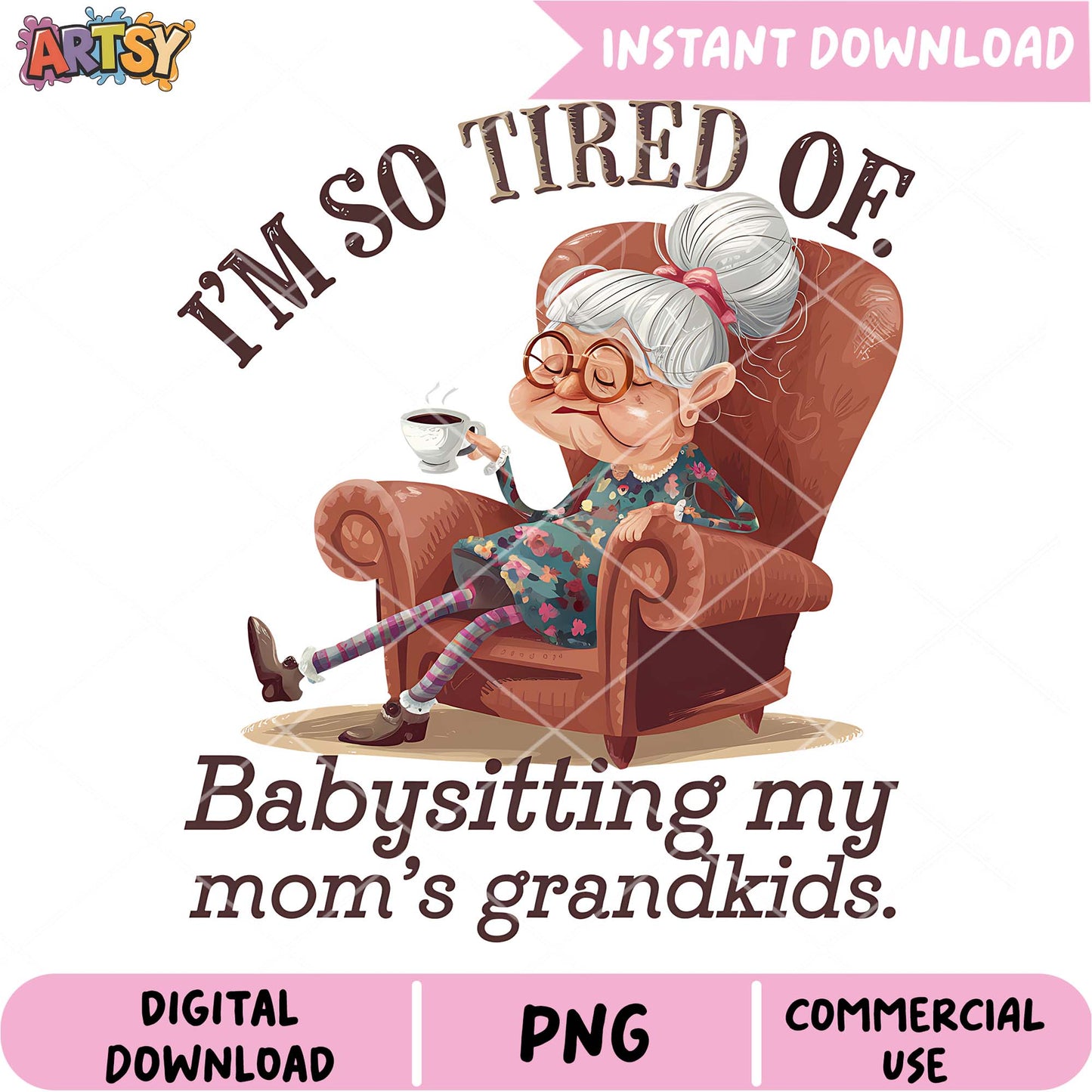 Grandma Babysitting PNG Design
