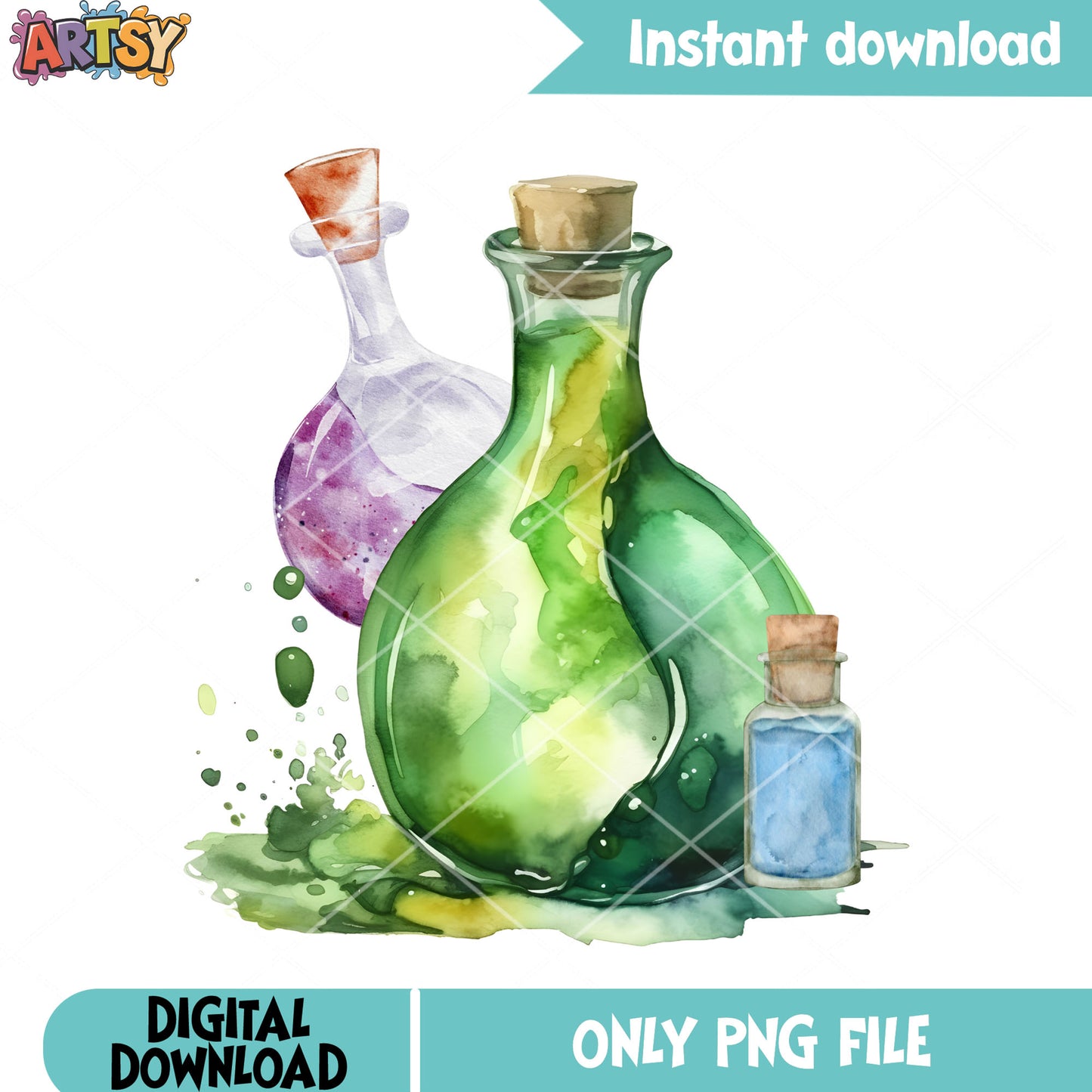 Green bottle png, purple water bottle png, halloween scary png