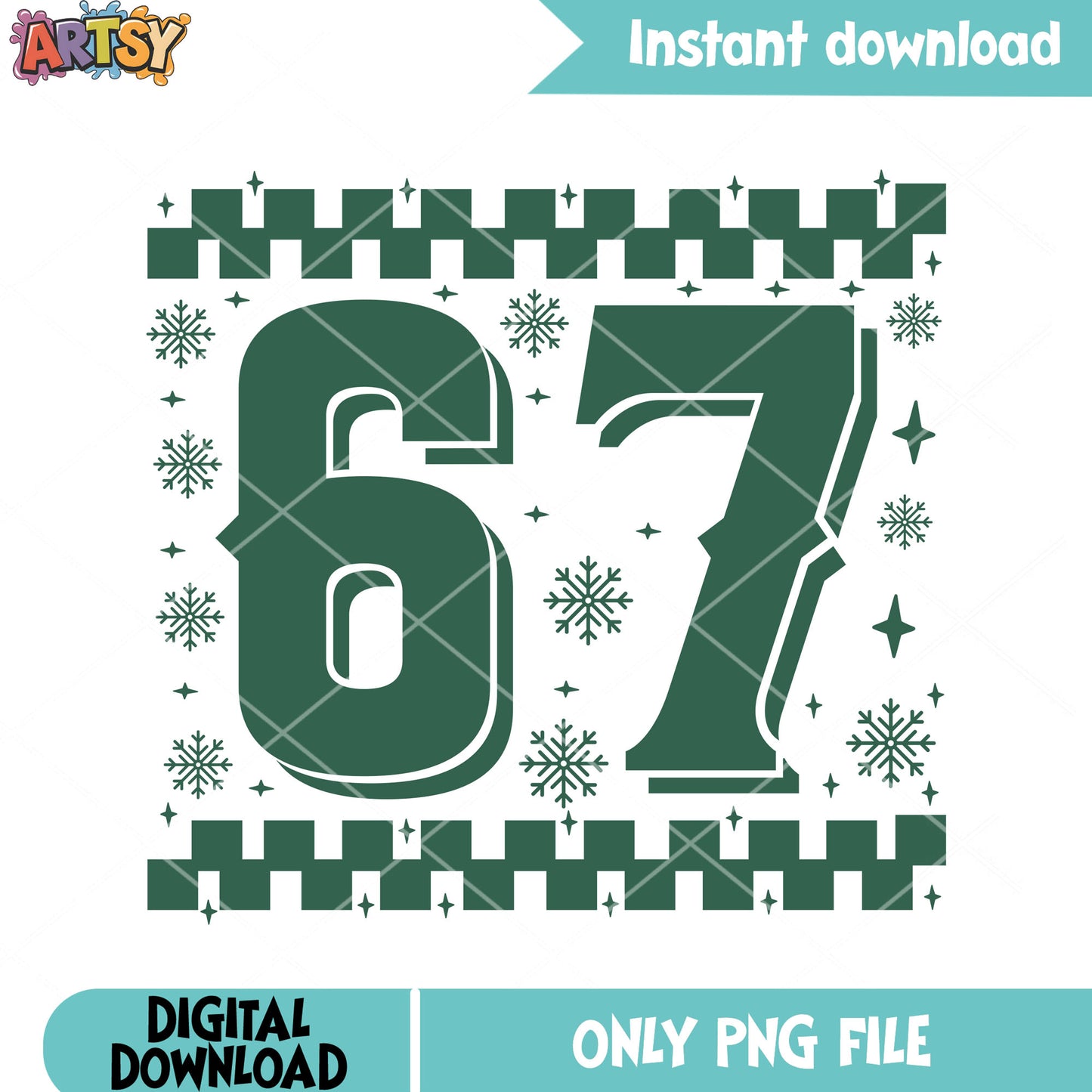 Green font 67 xmas trend png, christmas vibes png, six seven png