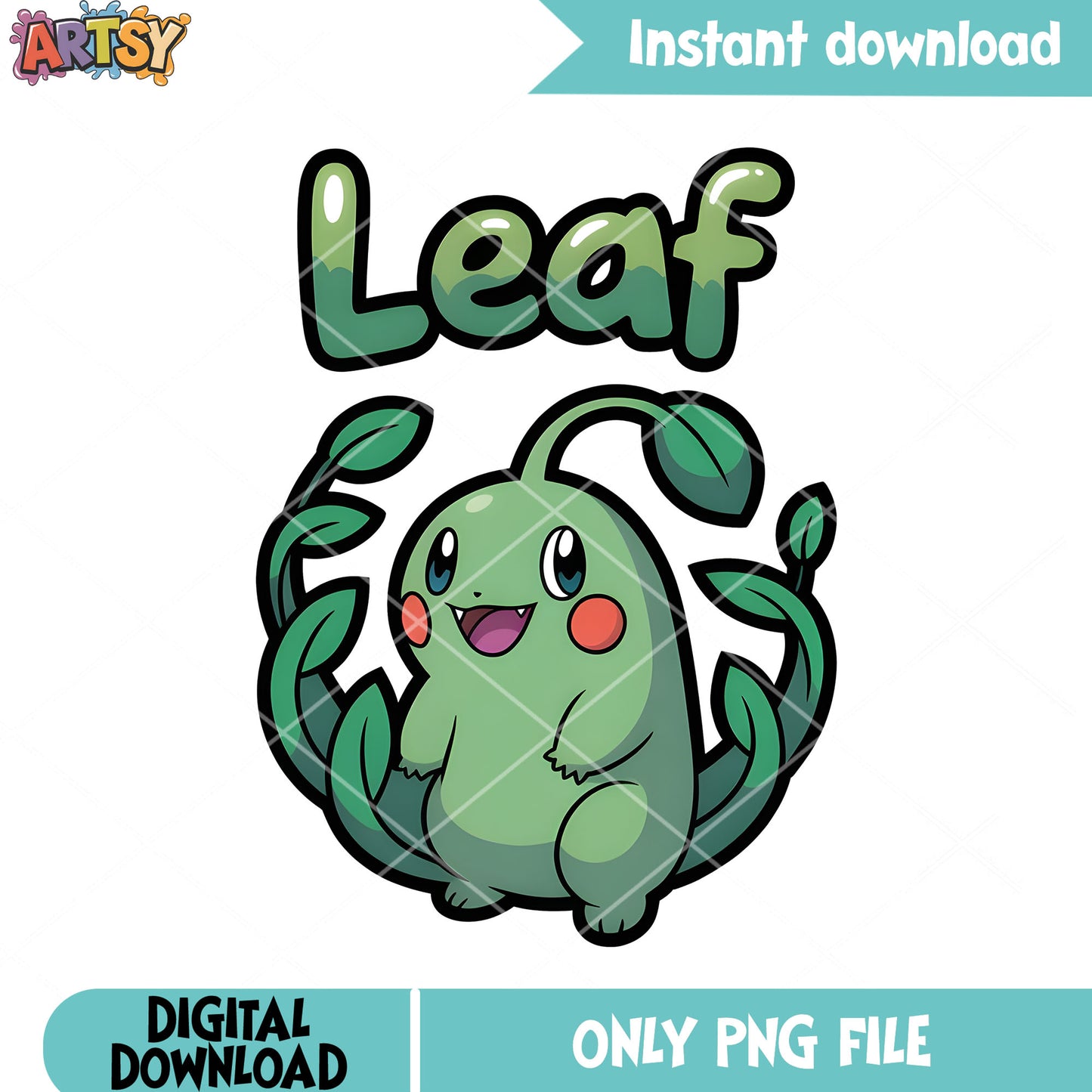 Green leaf poke stickers png, pokemon poster png, pokemon budrew png