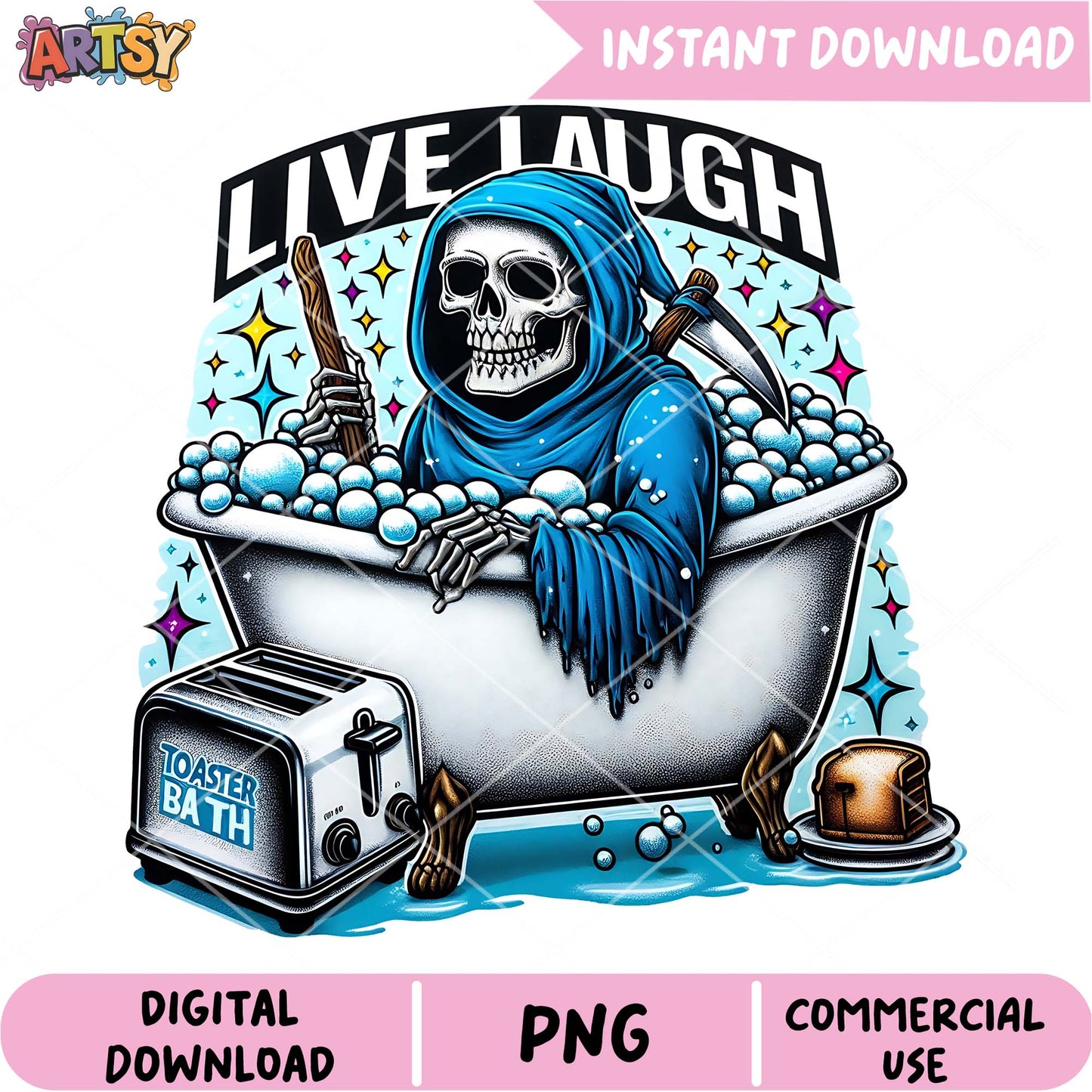 Grim Reaper Bath PNG Live Laugh Commercial Use