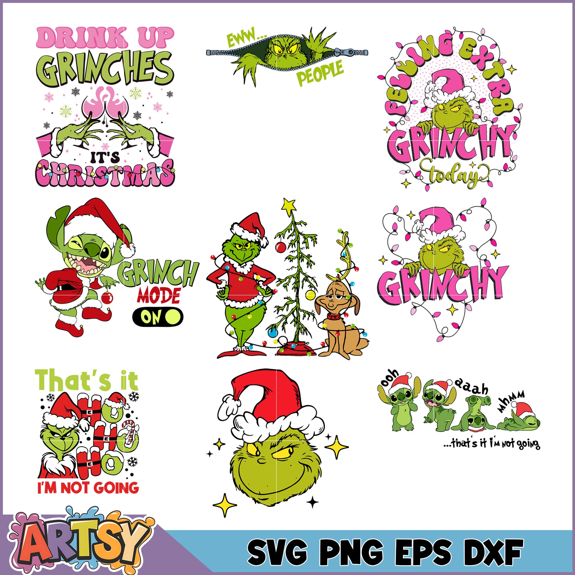 Grinch Christmas SVG Bundle PNG, EPS, DXF