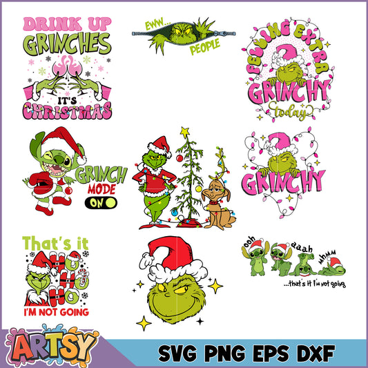 Grinch Christmas SVG Bundle PNG, EPS, DXF