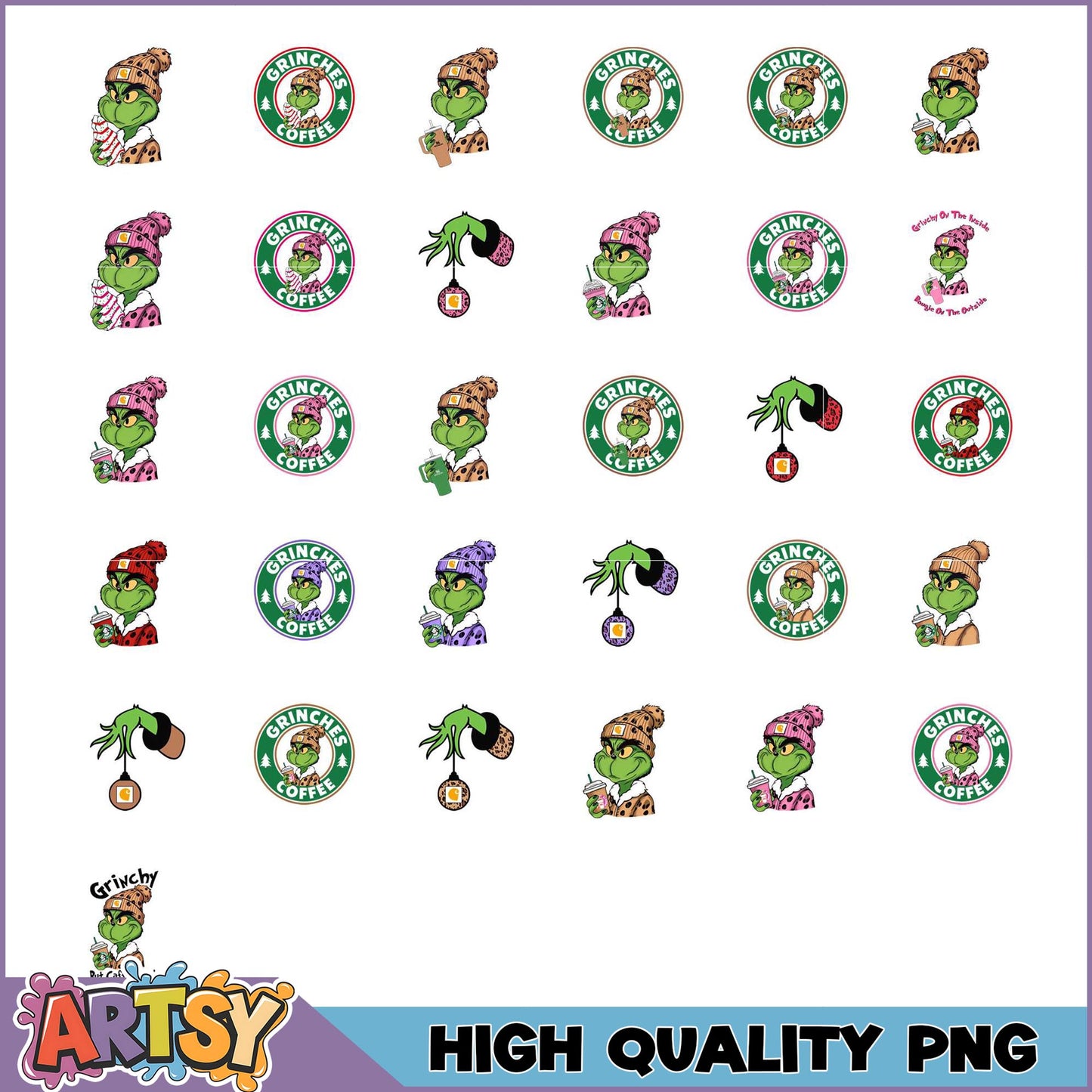 Grinch Coffee PNG Bundle High Quality Graphics
