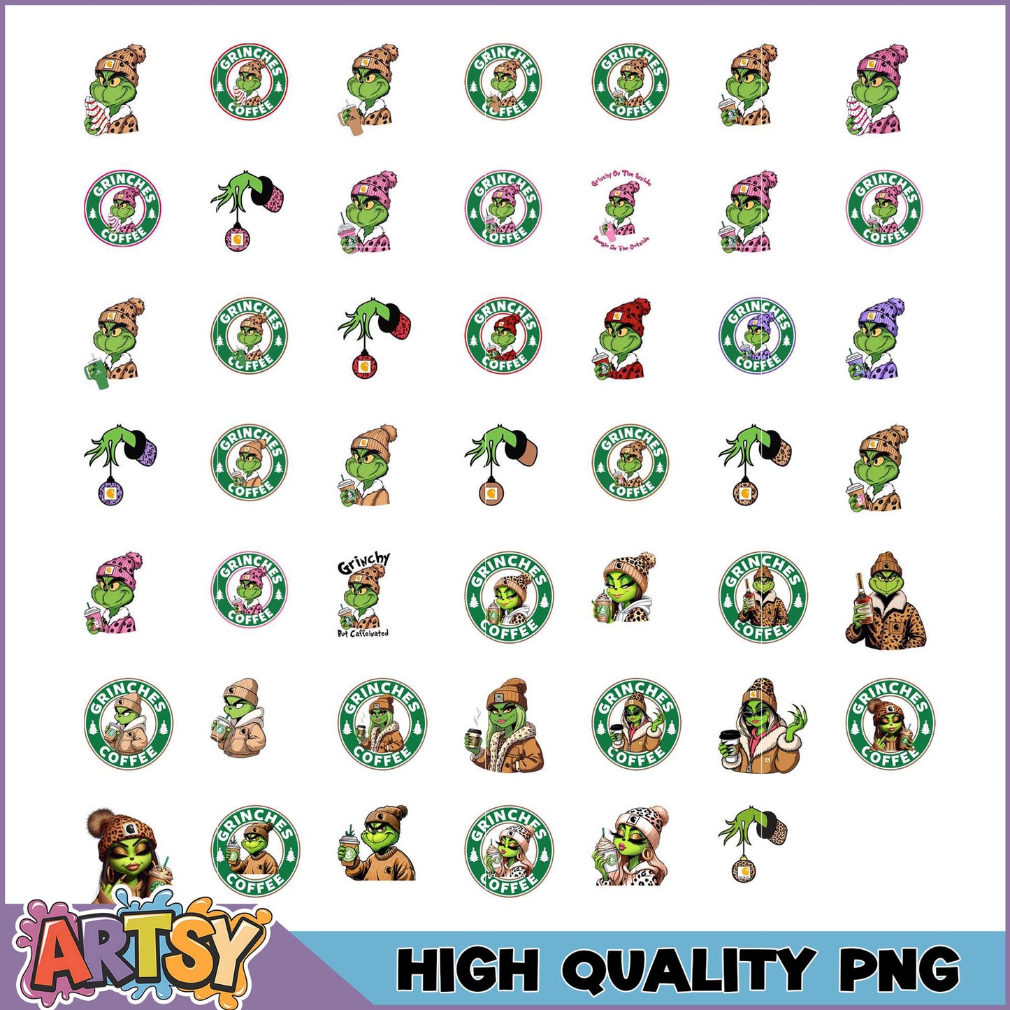 Grinch Coffee PNG Bundle for Unique Holiday Designs