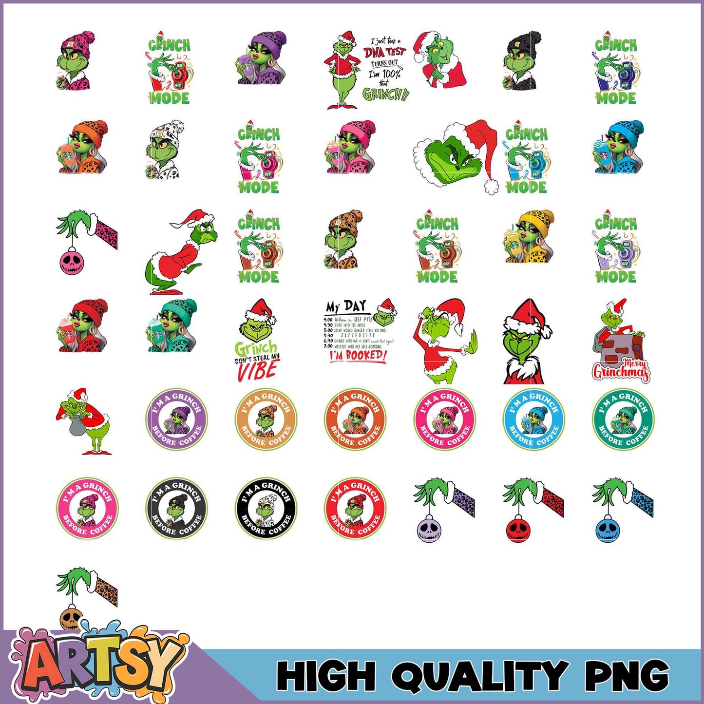 Grinch PNG Bundle High-Quality Designs