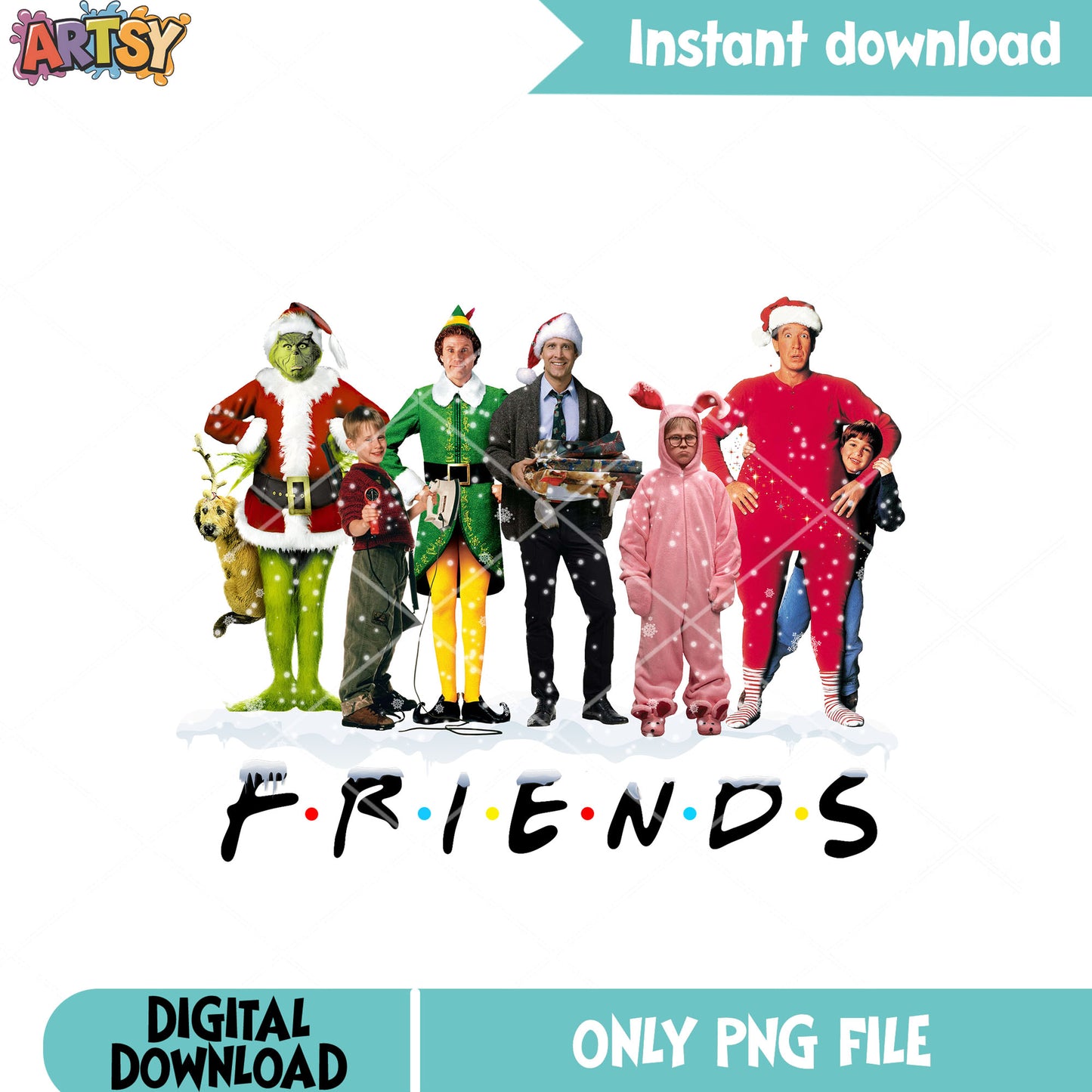 Grinch and max the dog png, buddy the elf png, friends tv show png