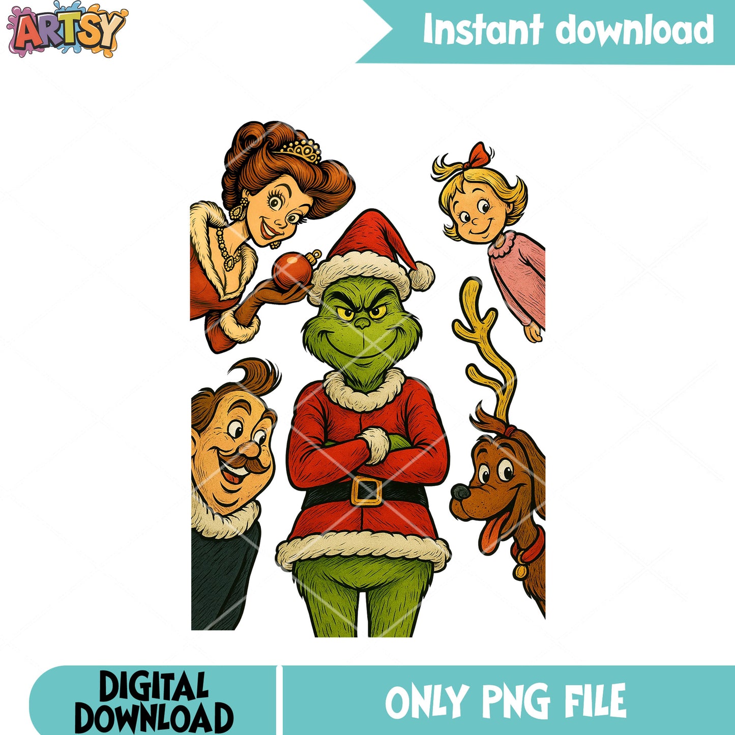 Grinch christmas santa claus png, grinch png, christmas decor png