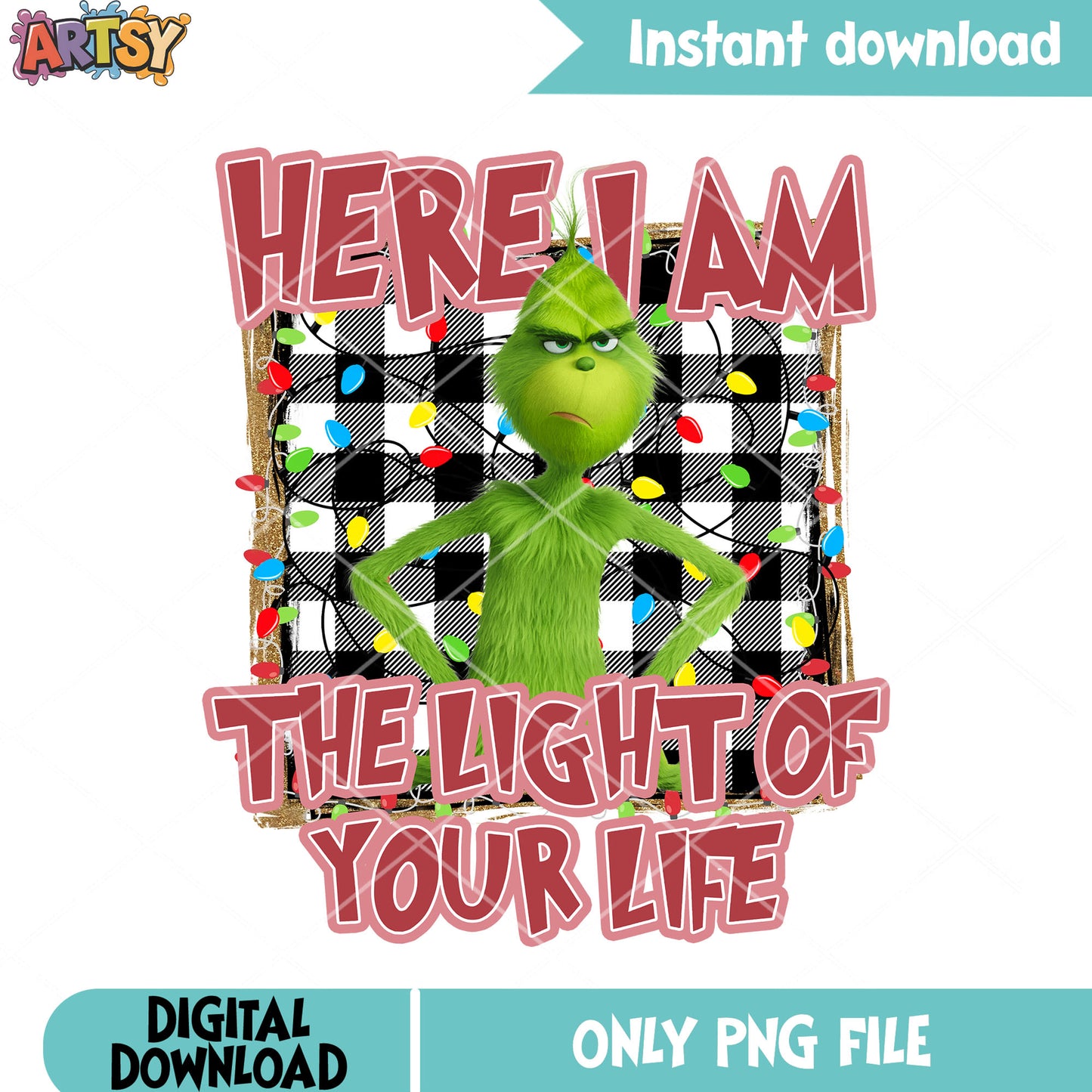 Grinch light christmas png, the grinch png, christmas light png