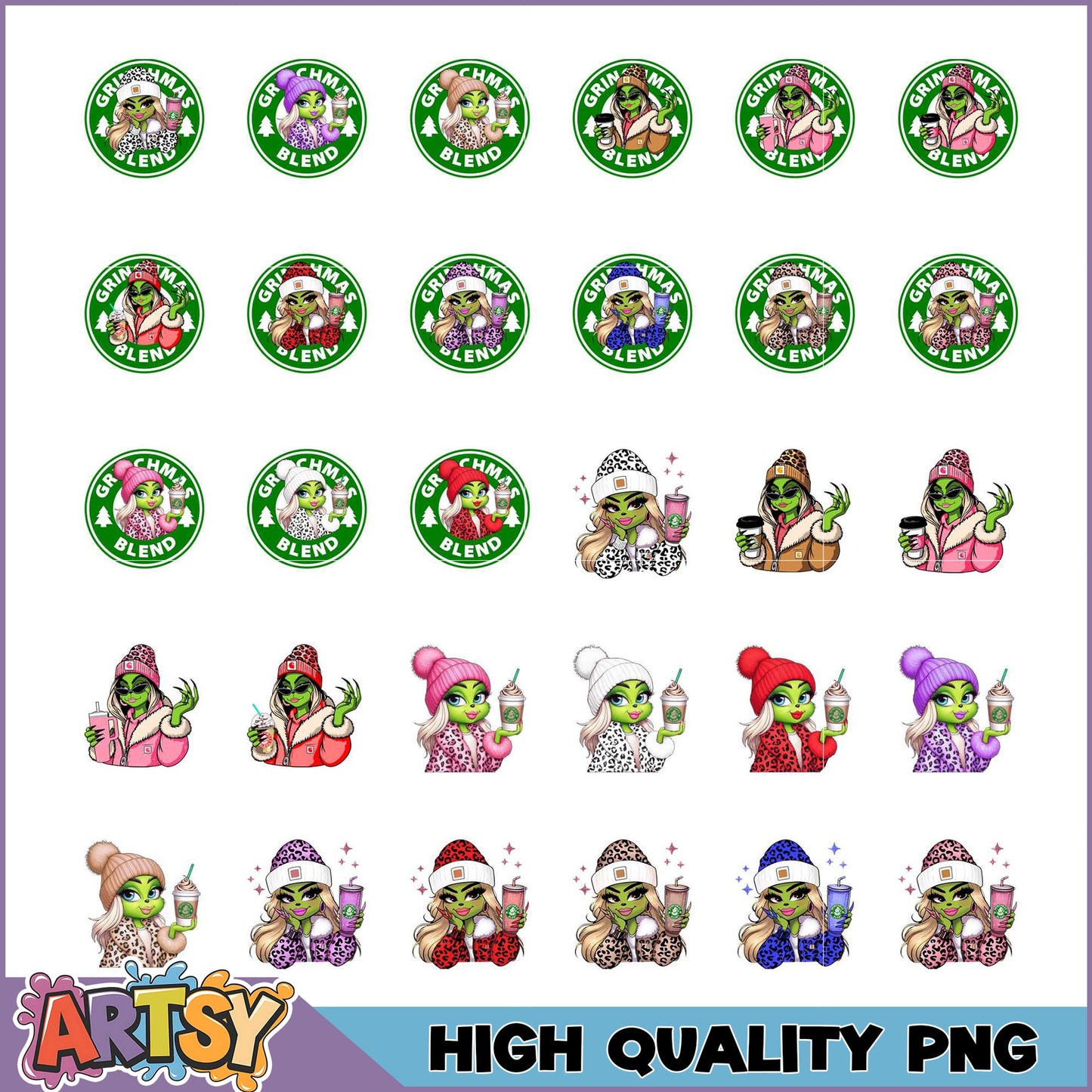 Grinchmas Girl PNG Bundle High Quality Sublimation Designs