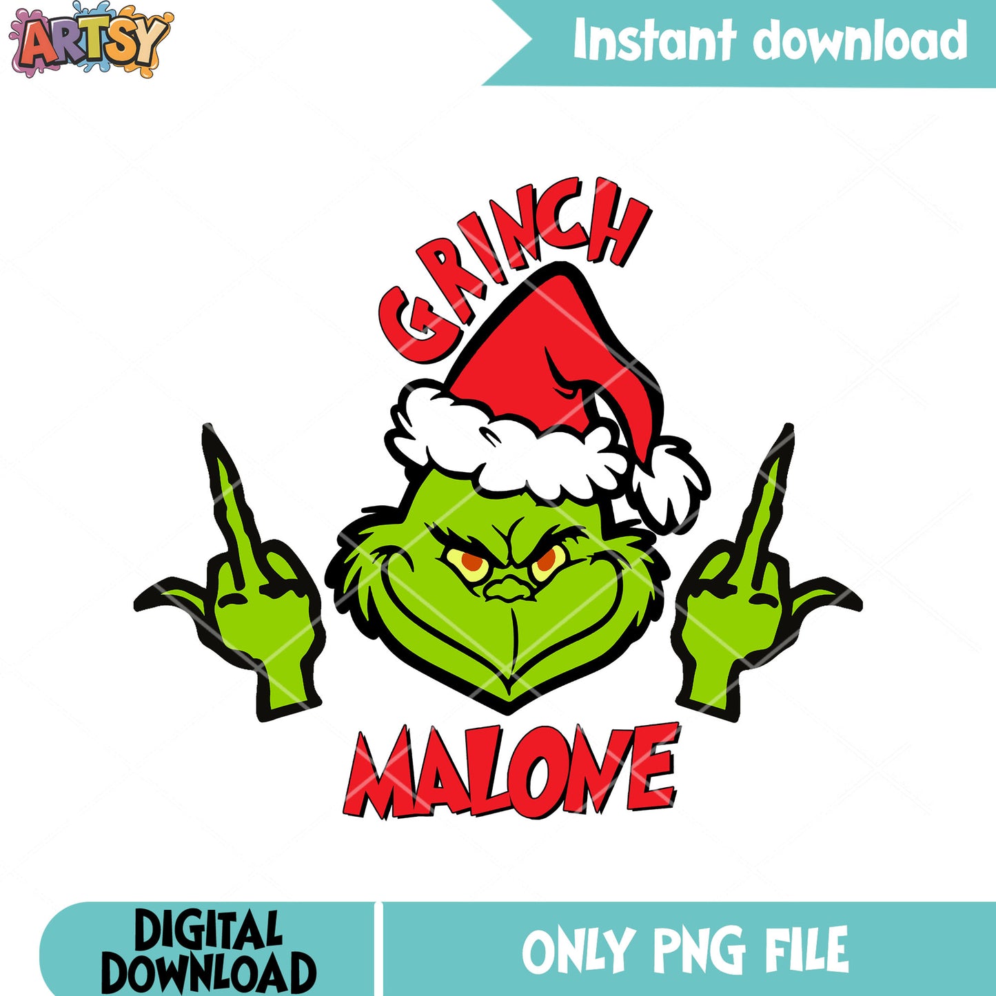 Grinch santa claus middle finger png, santa hat png, grinch png