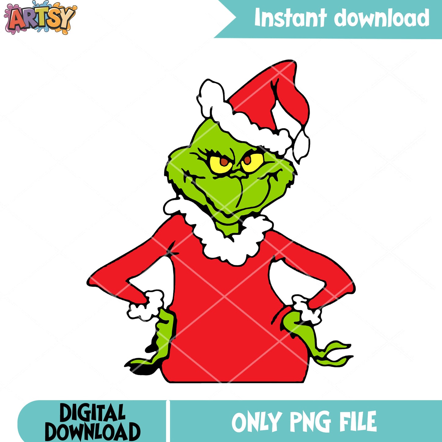 Grinchy feeling day png, christmas monster png, christmas decor png