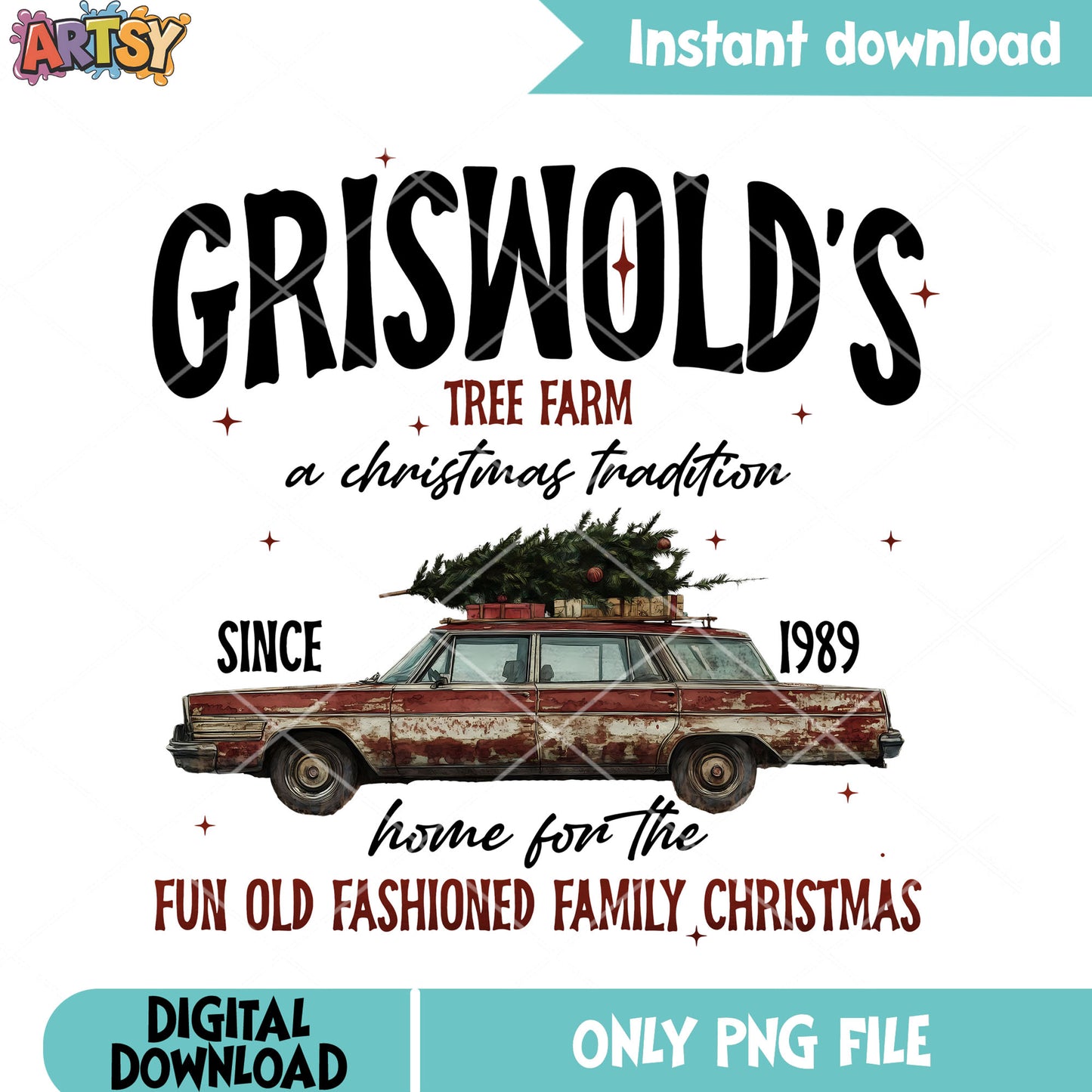 Griswolds tree farm png, car traditional decor png, tree car png