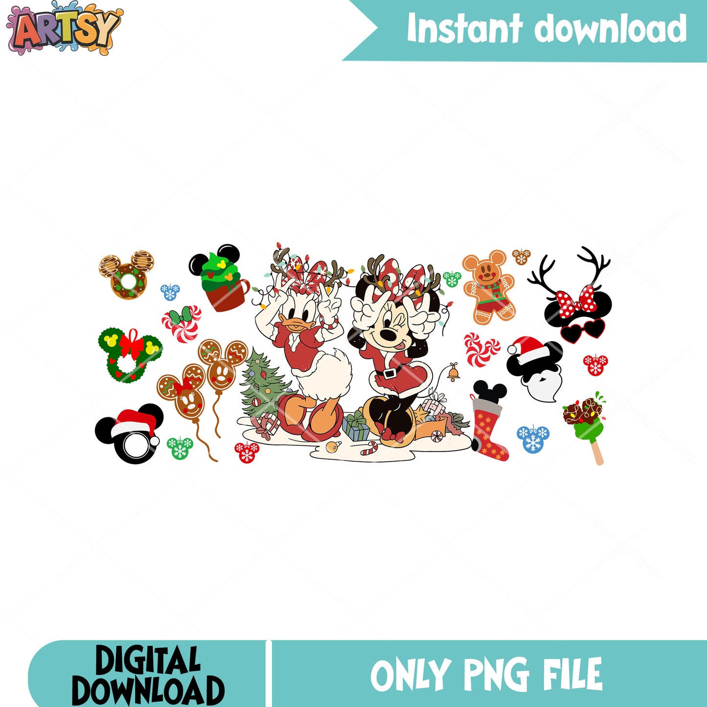 Group sister peace sign xmas png, christmas decor png, xmas tree png