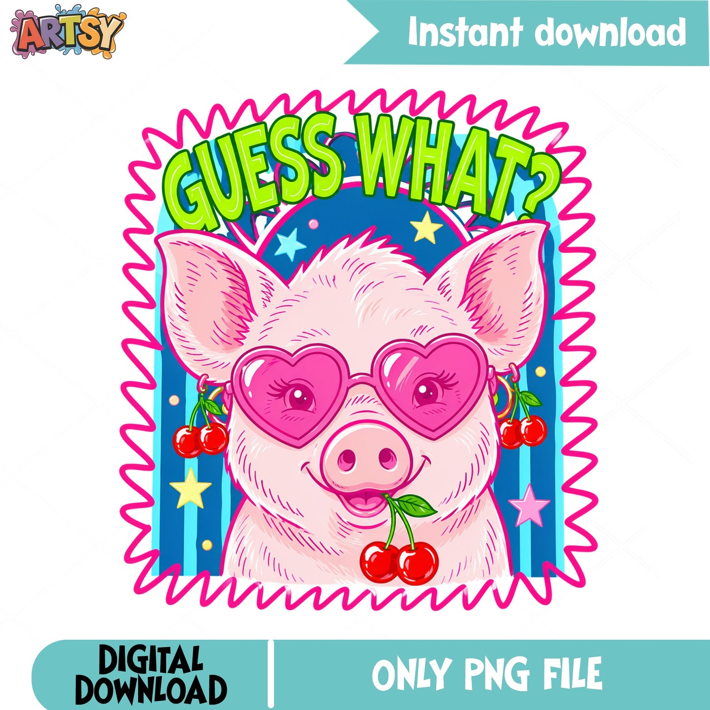 Guess What Pig PNG, Cute Pig With Sunglasses, Funny Pig PNG
