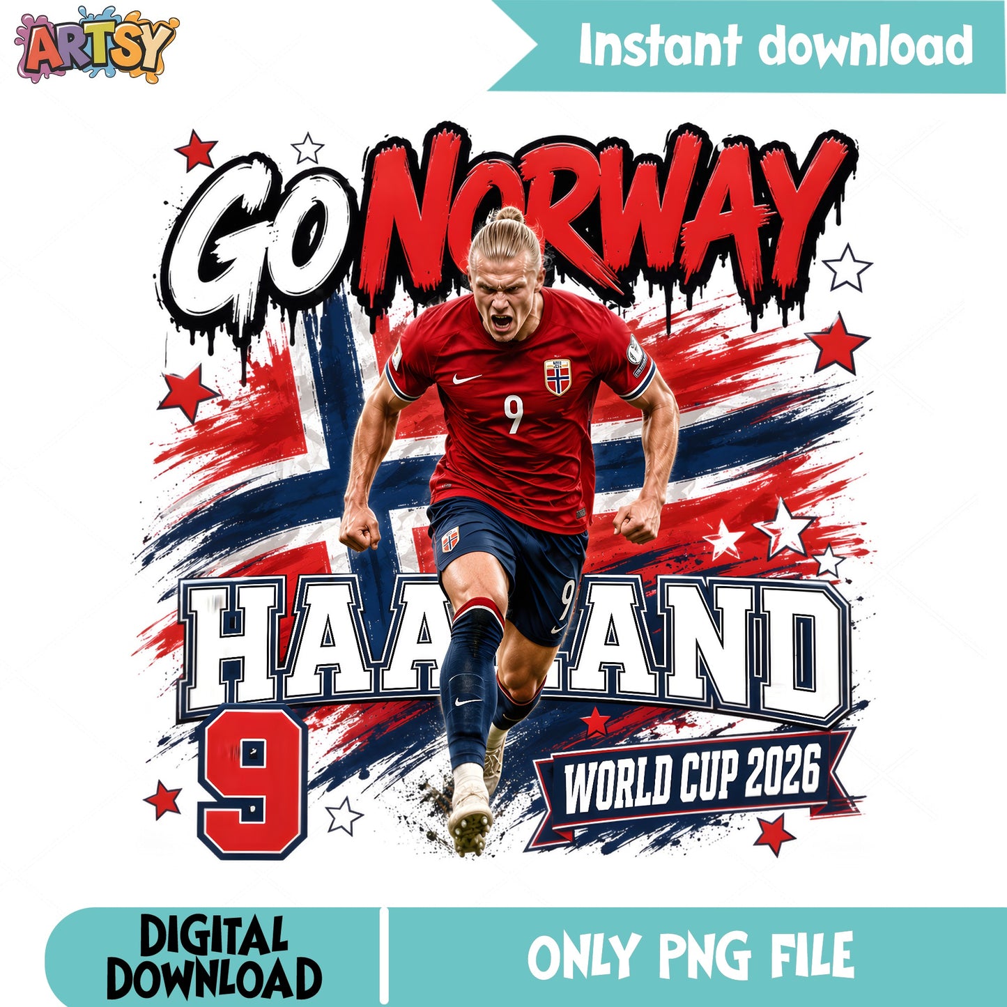 Haaland Norway World Cup 2026 PNG, Go Norway Soccer PNG, Football Fan PNG