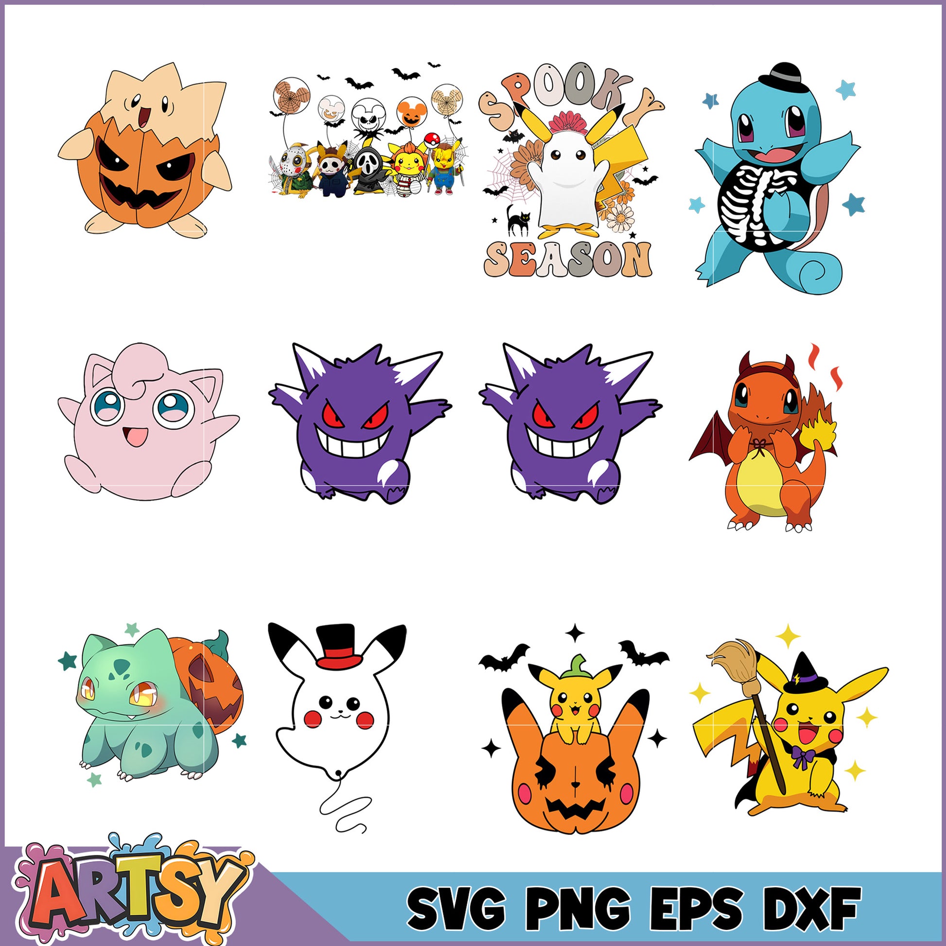 Halloween Pokemon SVG Bundle PNG, EPS, DXF