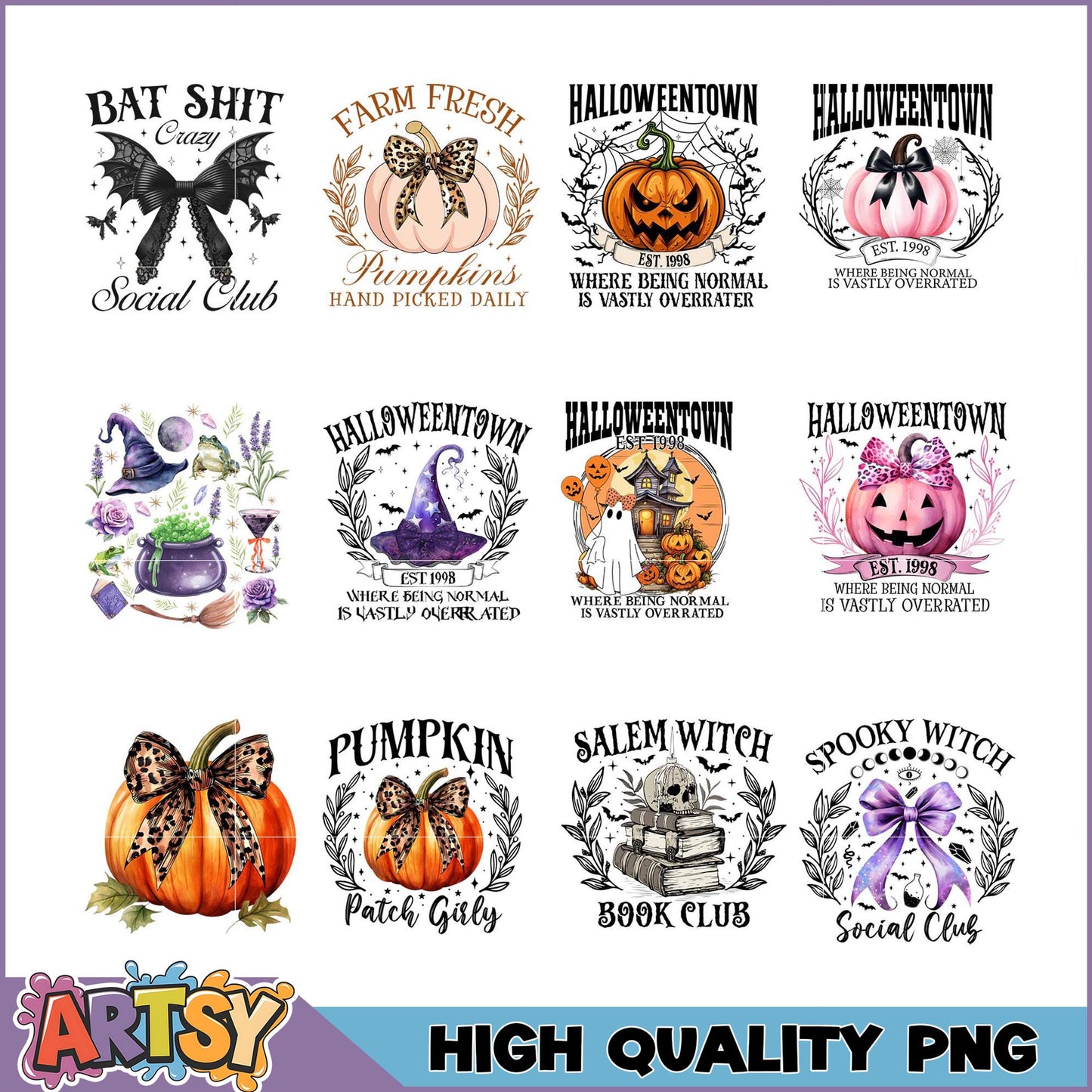 Halloween Pumpkin PNG Bundle Designs for Sublimation